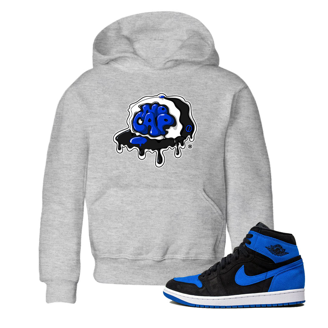 Air Jordan 1 Royal Reimagined shirt to match jordans No Cap sneaker tees Jordan 1 Retro High OG Royal Reimagined Drip Gear Zone Kids Baby Toddler sneaker shirts Heather Grey 1 T-Shirt