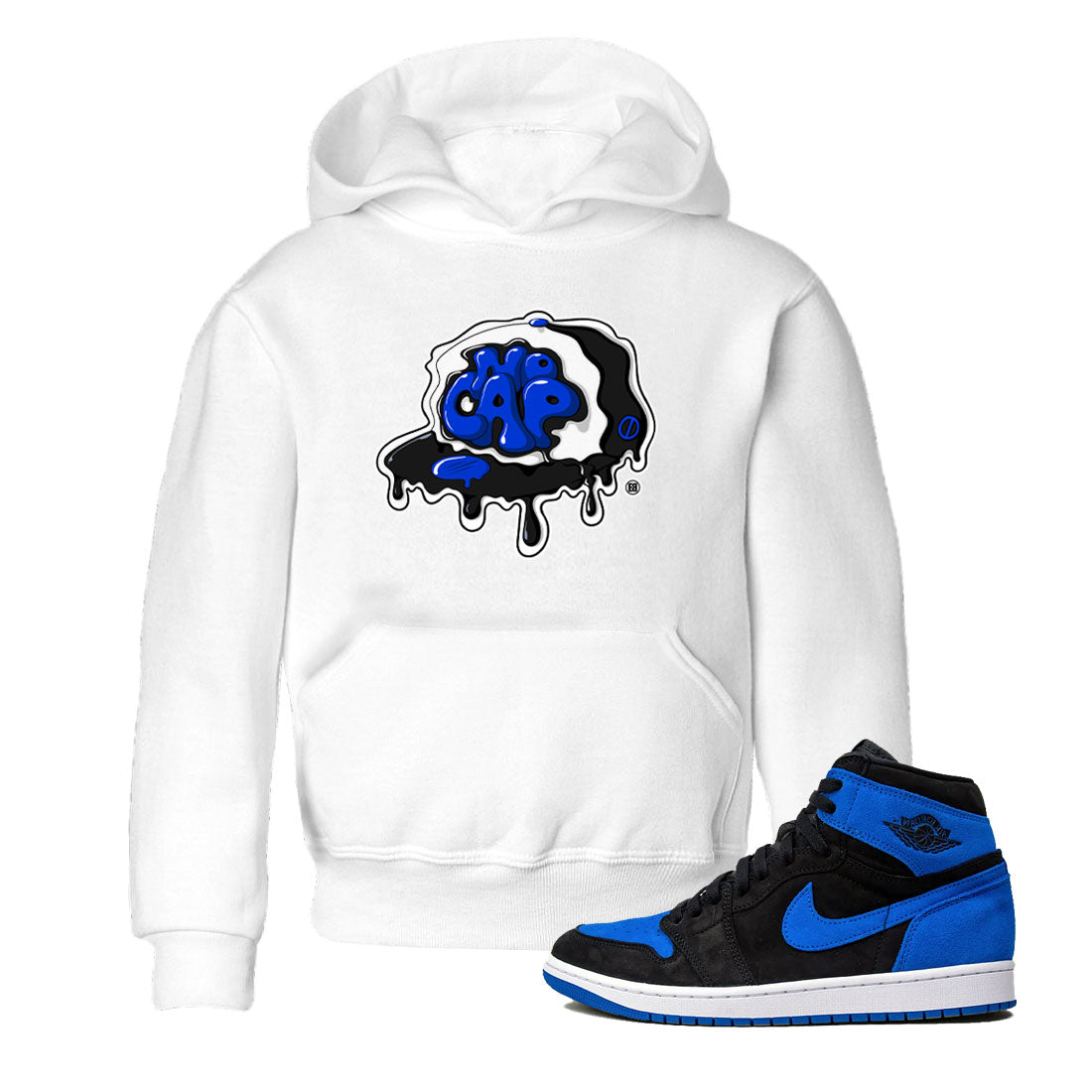 Air Jordan 1 Royal Reimagined shirt to match jordans No Cap sneaker tees Jordan 1 Retro High OG Royal Reimagined Drip Gear Zone Kids Baby Toddler sneaker shirts White 1 T-Shirt