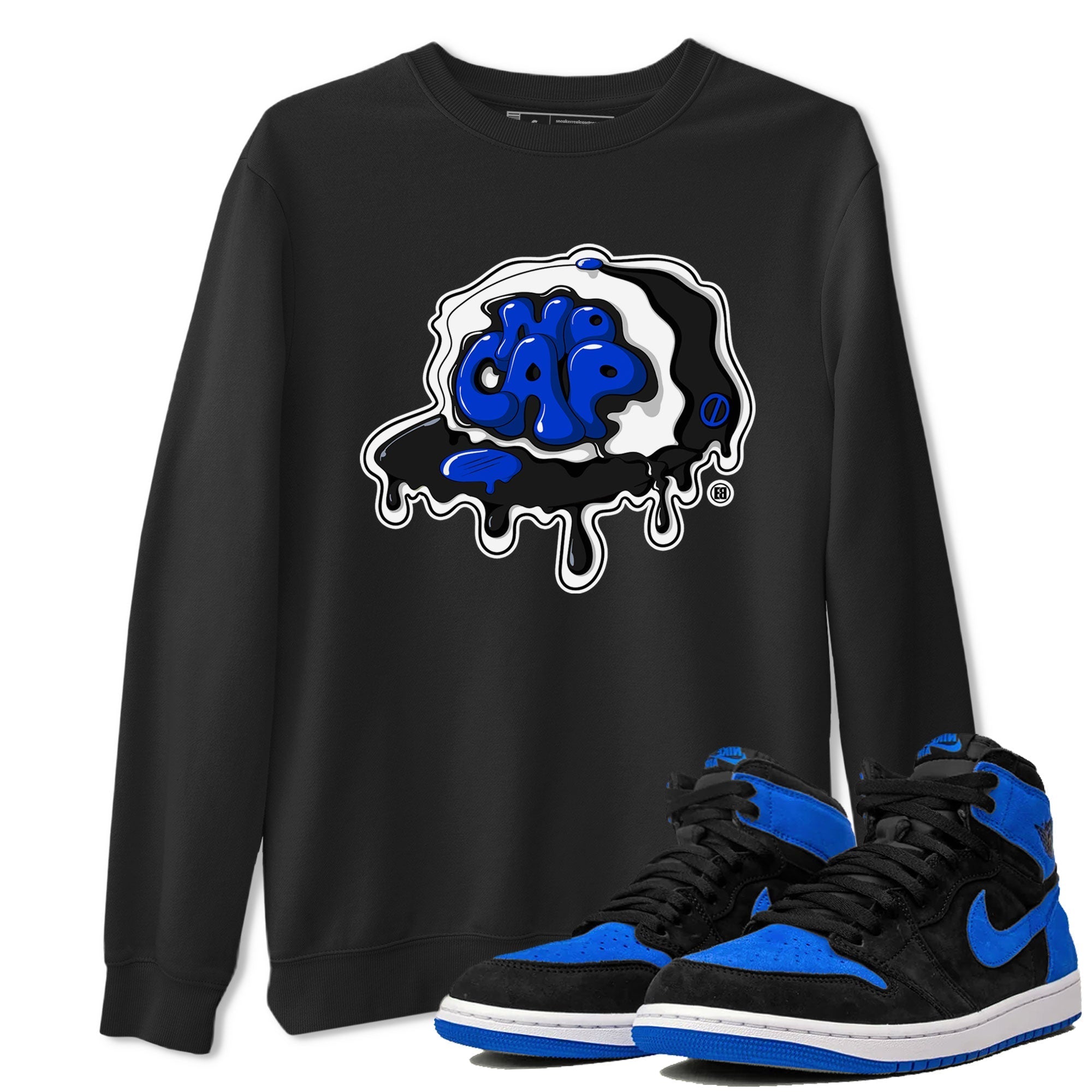 Air Jordan 1 Royal Reimagined shirt to match jordans No Cap sneaker tees Jordan 1 Retro High OG Royal Reimagined Drip Gear Zone Crew Neck Casual Unisex Black 1 T-Shirt