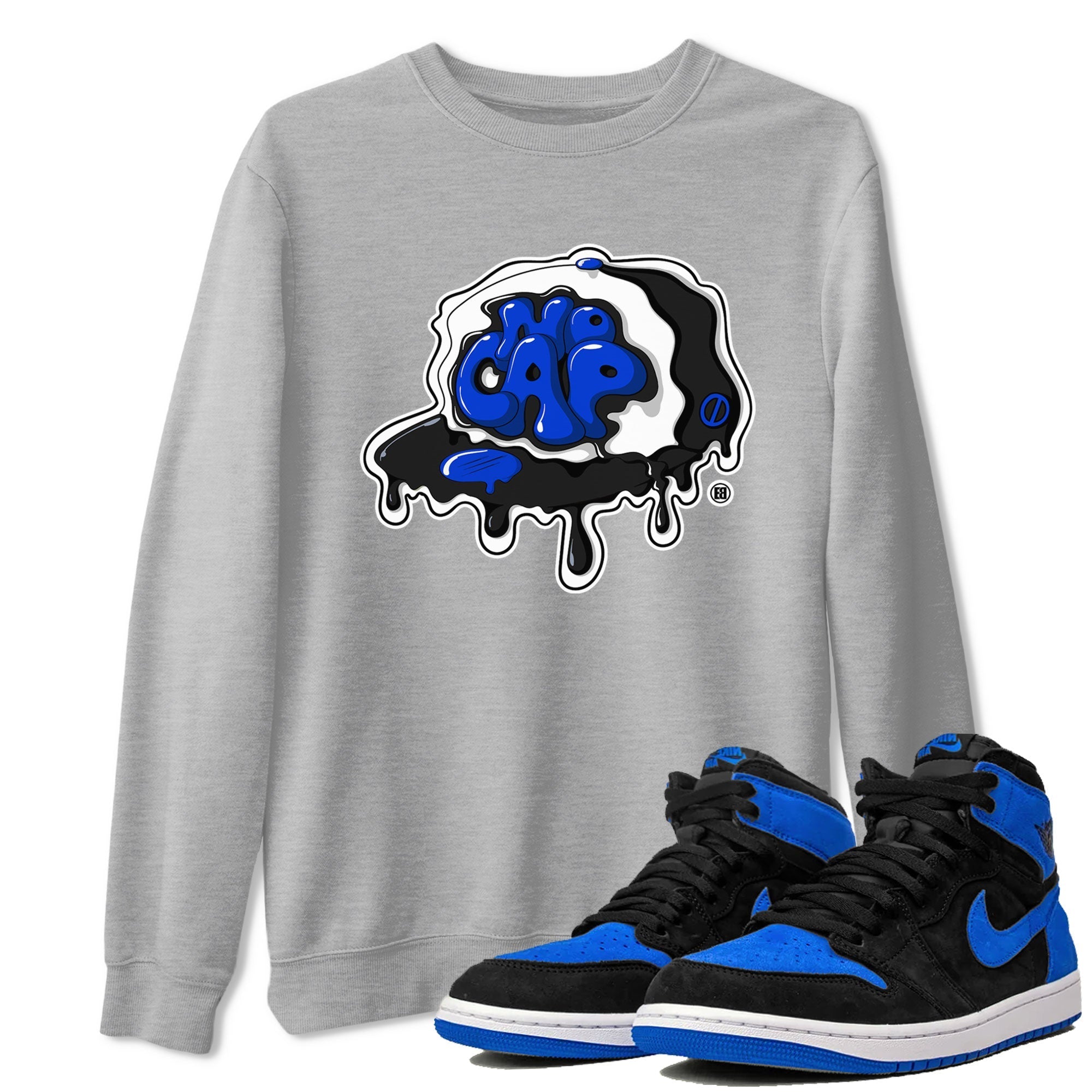 Air Jordan 1 Royal Reimagined shirt to match jordans No Cap sneaker tees Jordan 1 Retro High OG Royal Reimagined Drip Gear Zone Crew Neck Casual Unisex Heather Grey 1 T-Shirt