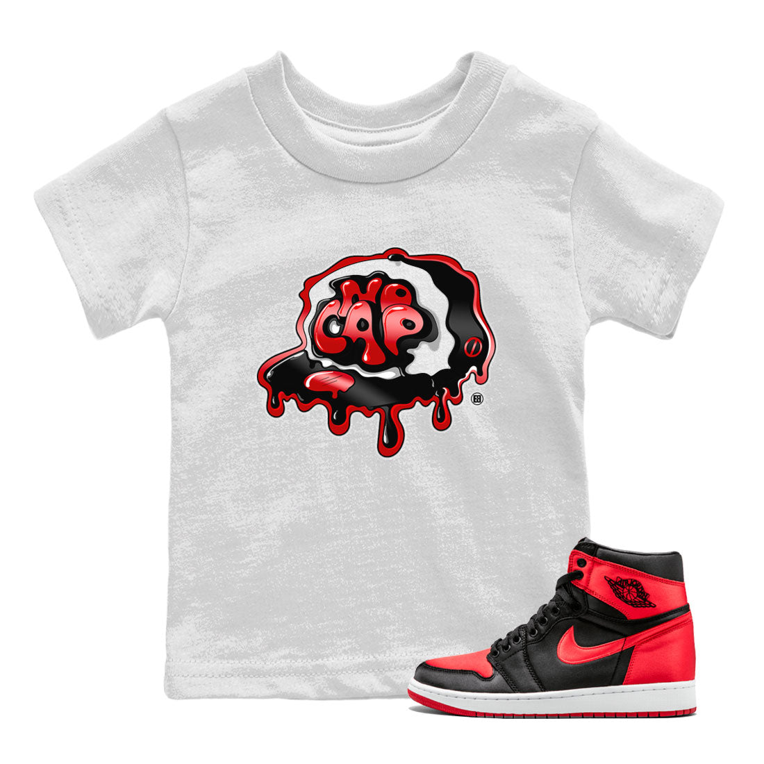 Air Jordan 1 Retro High OG Satin Bred shirt to match jordans No Cap Streetwear Sneaker Shirt Air Jordan 1 Satin Bred Drip Gear Zone Sneaker Matching Clothing Baby Toddler Kids White 1 T-Shirt
