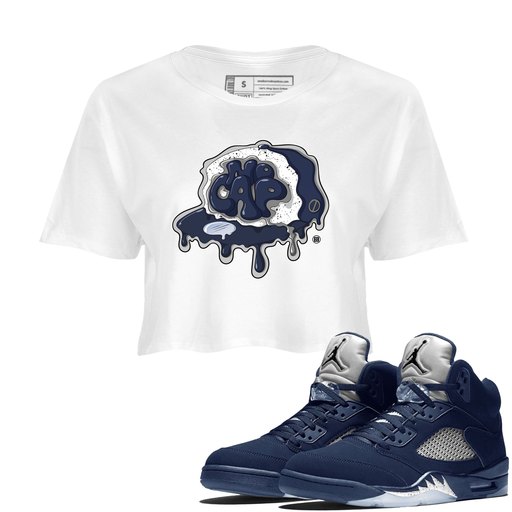 5s Georgetown shirt to match  jordans No Cap Streetwear Sneaker Shirt Air Jordan 5 Georgetown Drip Gear Zone Sneaker Matching Clothing White 1 Crop T-Shirt