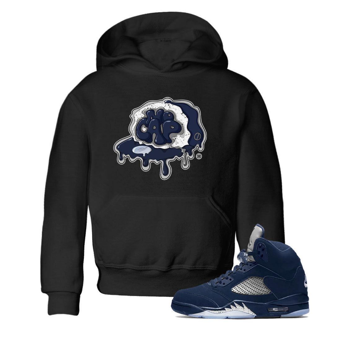5s Georgetown shirt to match  jordans No Cap Streetwear Sneaker Shirt Air Jordan 5 Georgetown Drip Gear Zone Sneaker Matching Clothing Baby Toddler Black 1 T-Shirt
