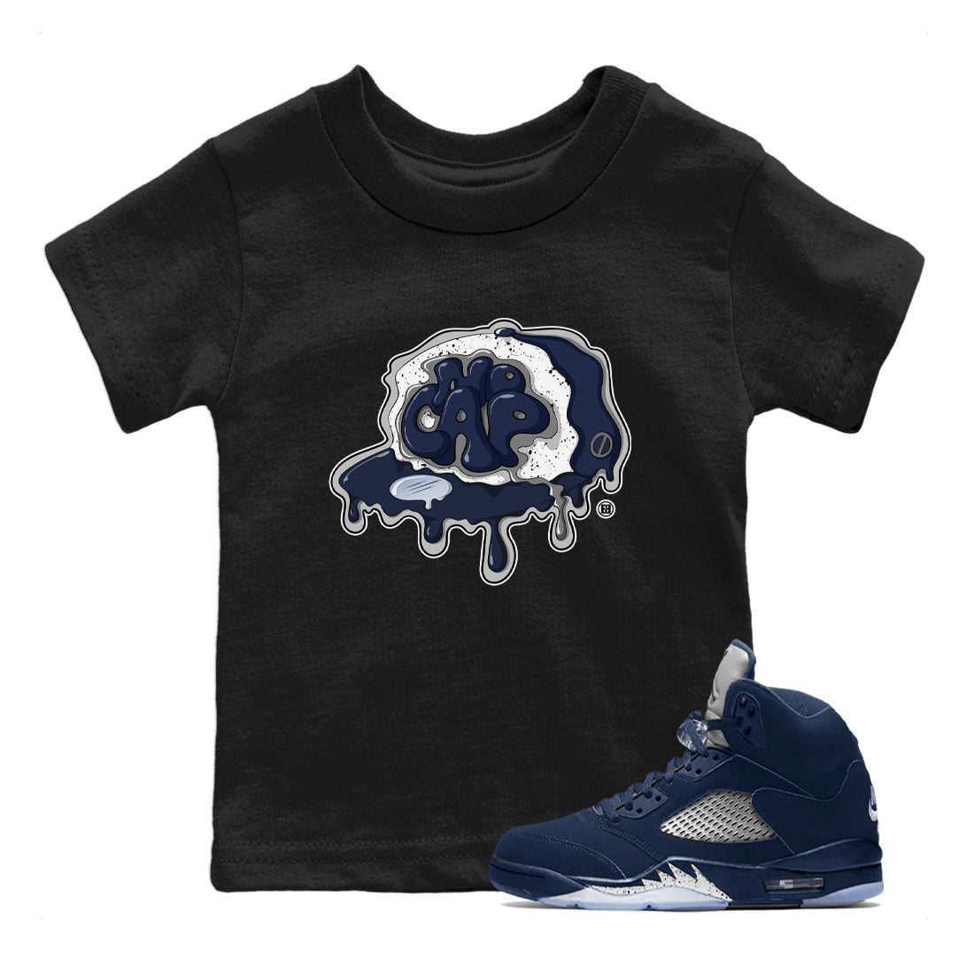 5s Georgetown shirt to match  jordans No Cap Streetwear Sneaker Shirt Air Jordan 5 Georgetown Drip Gear Zone Sneaker Matching Clothing Baby Toddler Black 1 T-Shirt