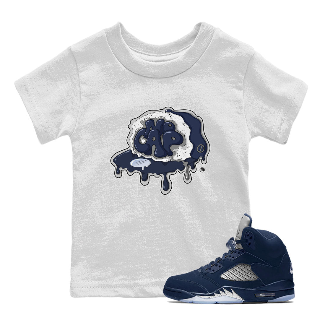 5s Georgetown shirt to match  jordans No Cap Streetwear Sneaker Shirt Air Jordan 5 Georgetown Drip Gear Zone Sneaker Matching Clothing Baby Toddler White 1 T-Shirt