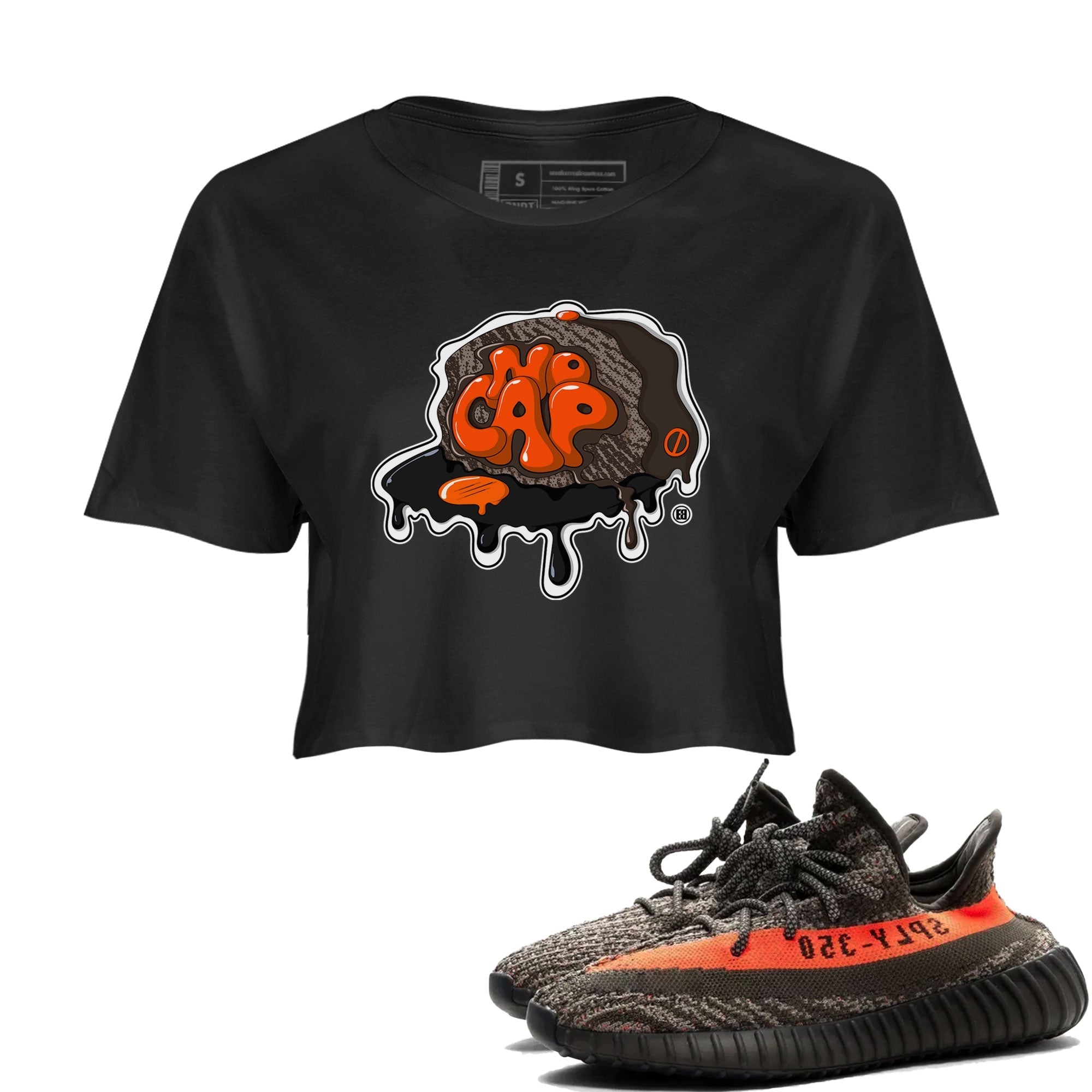 Yeezy Boost 350 V2 Carbon Beluga shirt to match jordans No Cap Streetwear Sneaker Shirt Yeezy 350 Carbon Beluga Drip Gear Zone Sneaker Matching Clothing Black 1 Crop T-Shirt