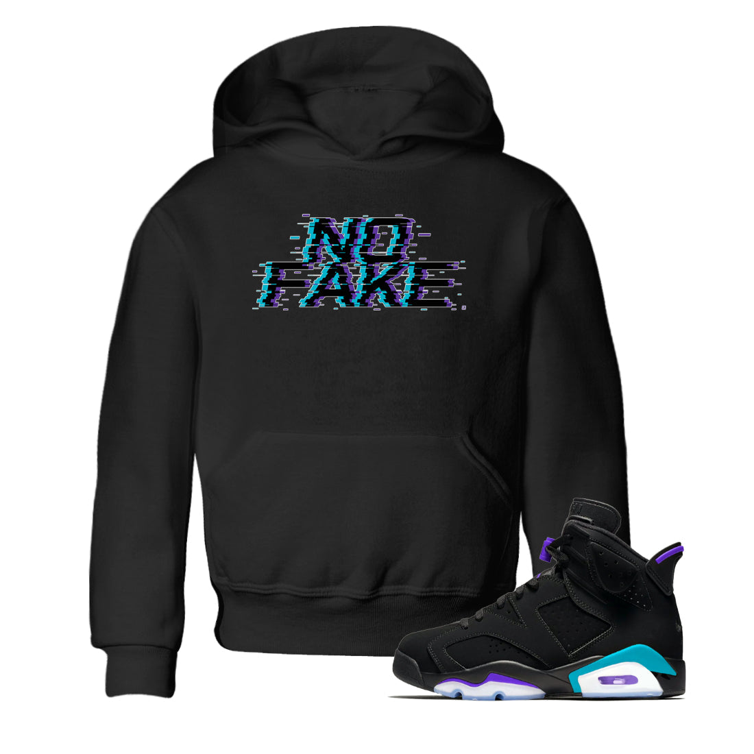 Jordan 6 Retro Aqua shirt to match jordans No Fake Glitch Streetwear Sneaker Shirt Air Jordan 6 Aqua Drip Gear Zone Sneaker Matching Clothing Baby Toddler Black 1 T-Shirt