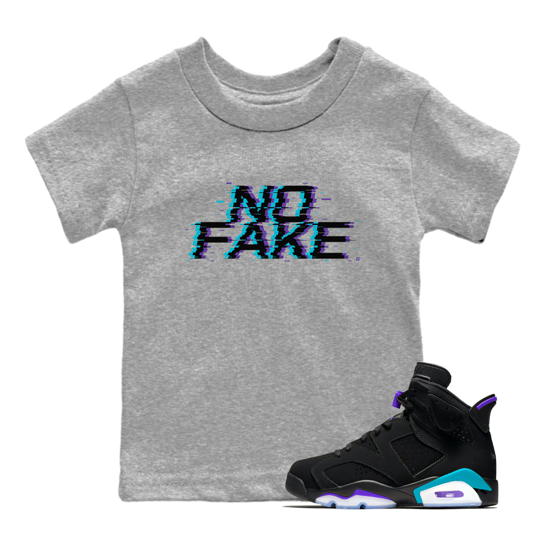 Jordan 6 Retro Aqua shirt to match jordans No Fake Glitch Streetwear Sneaker Shirt Air Jordan 6 Aqua Drip Gear Zone Sneaker Matching Clothing Baby Toddler Heather Grey 1 T-Shirt