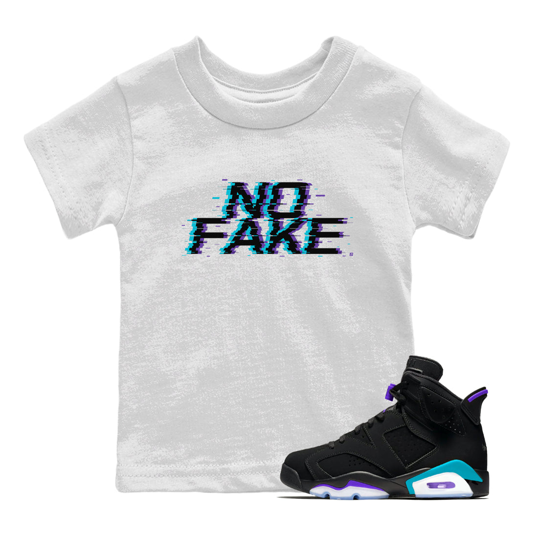 Jordan 6 Retro Aqua shirt to match jordans No Fake Glitch Streetwear Sneaker Shirt Air Jordan 6 Aqua Drip Gear Zone Sneaker Matching Clothing Baby Toddler White 1 T-Shirt