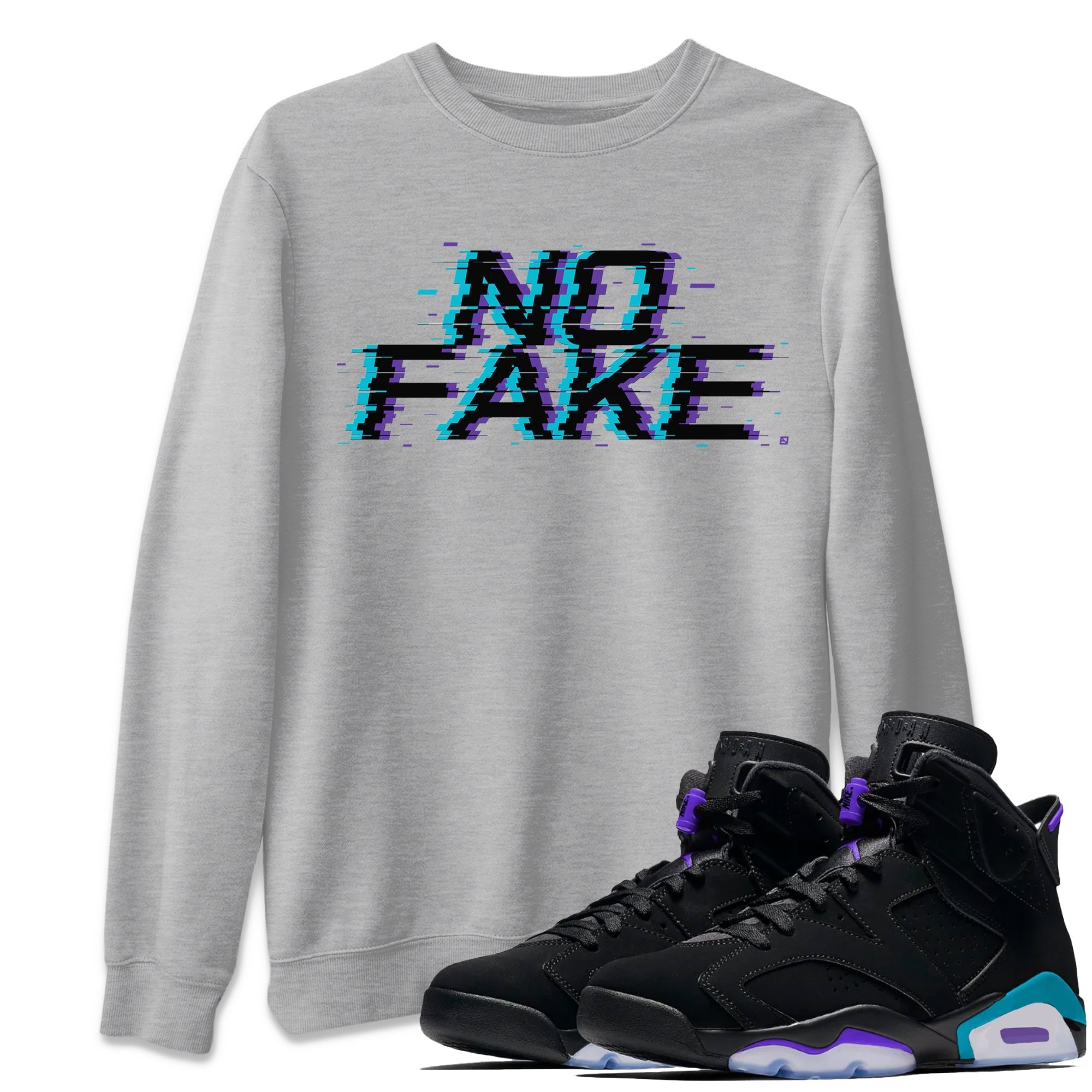 Jordan 6 Retro Aqua shirt to match jordans No Fake Glitch Streetwear Sneaker Shirt Air Jordan 6 Aqua Drip Gear Zone Sneaker Matching Clothing Unisex Heather Grey 1 T-Shirt