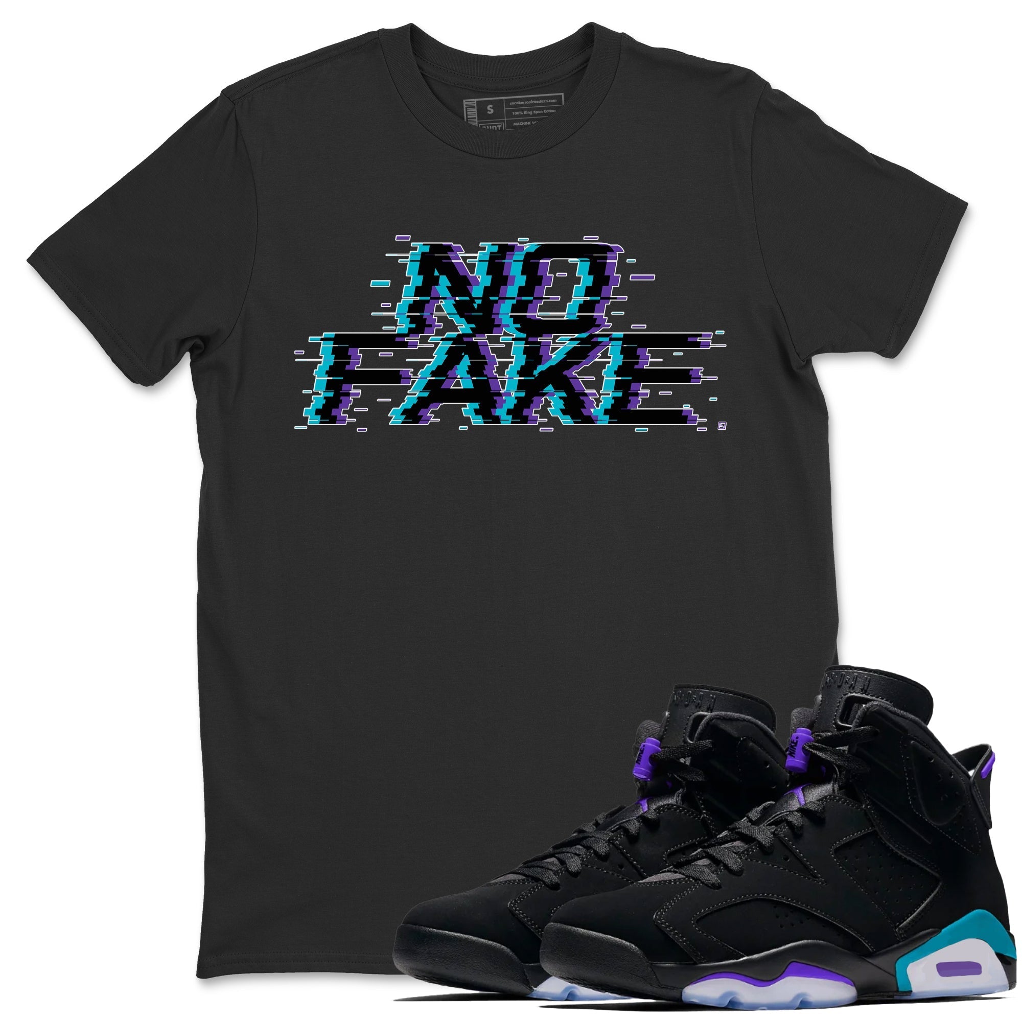 Jordan 6 Retro Aqua shirt to match jordans No Fake Glitch Streetwear Sneaker Shirt Air Jordan 6 Aqua Drip Gear Zone Sneaker Matching Clothing Unisex Black 1 T-Shirt