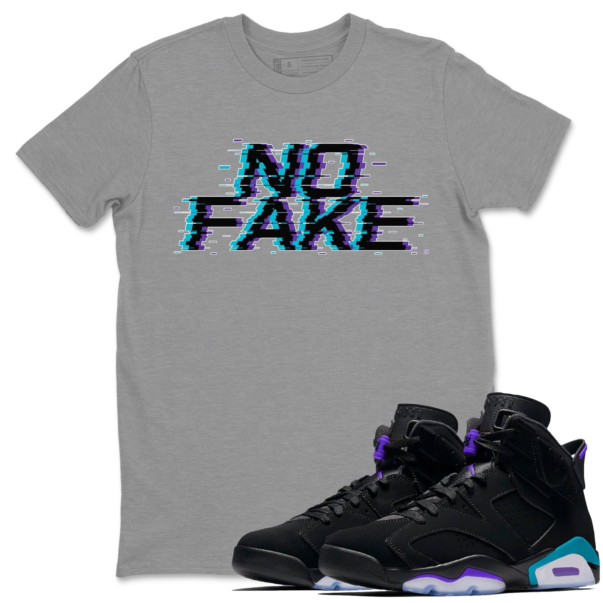 Jordan 6 Retro Aqua shirt to match jordans No Fake Glitch Streetwear Sneaker Shirt Air Jordan 6 Aqua Drip Gear Zone Sneaker Matching Clothing Unisex Heather Grey 1 T-Shirt