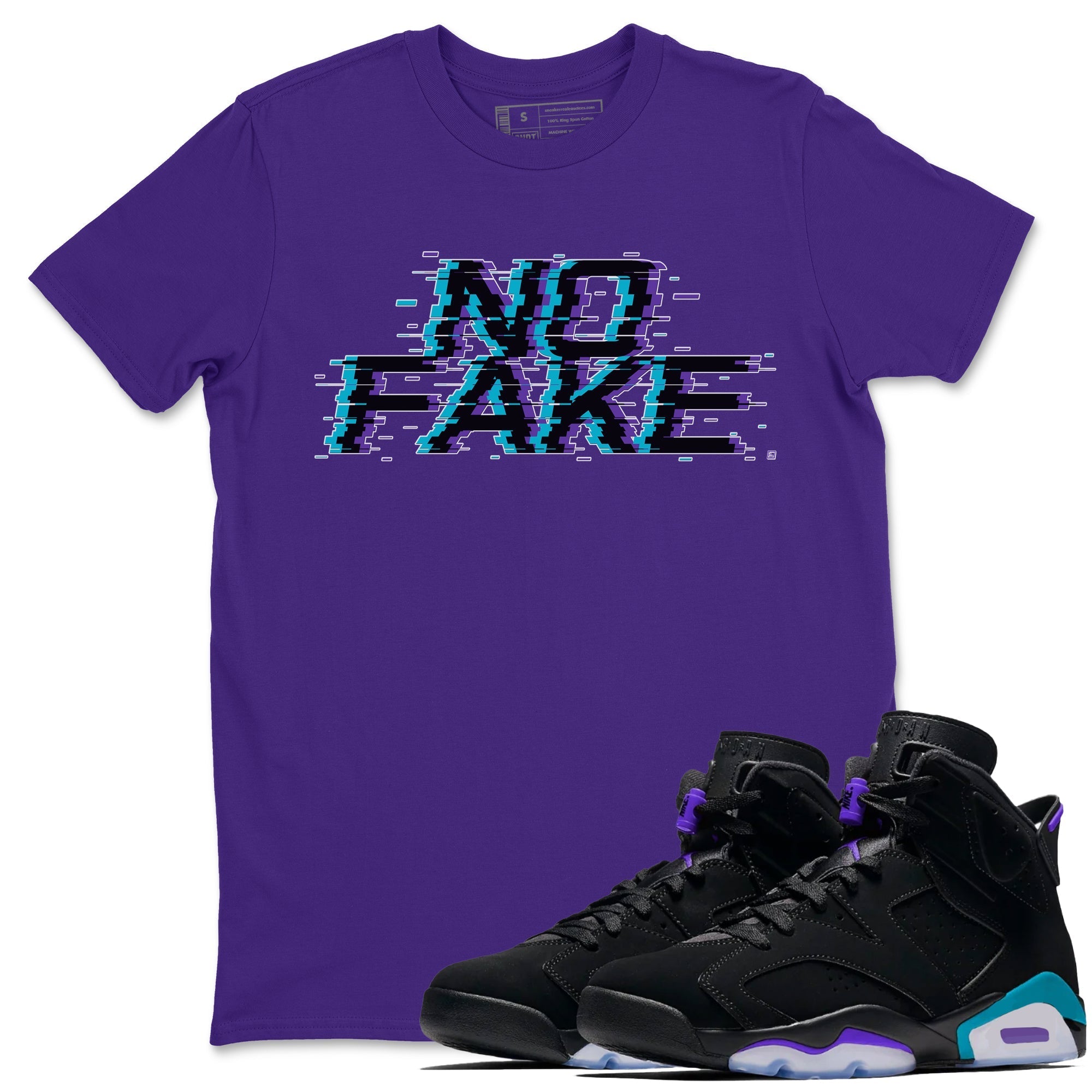 Jordan 6 Retro Aqua shirt to match jordans No Fake Glitch Streetwear Sneaker Shirt Air Jordan 6 Aqua Drip Gear Zone Sneaker Matching Clothing Unisex Purple 1 T-Shirt