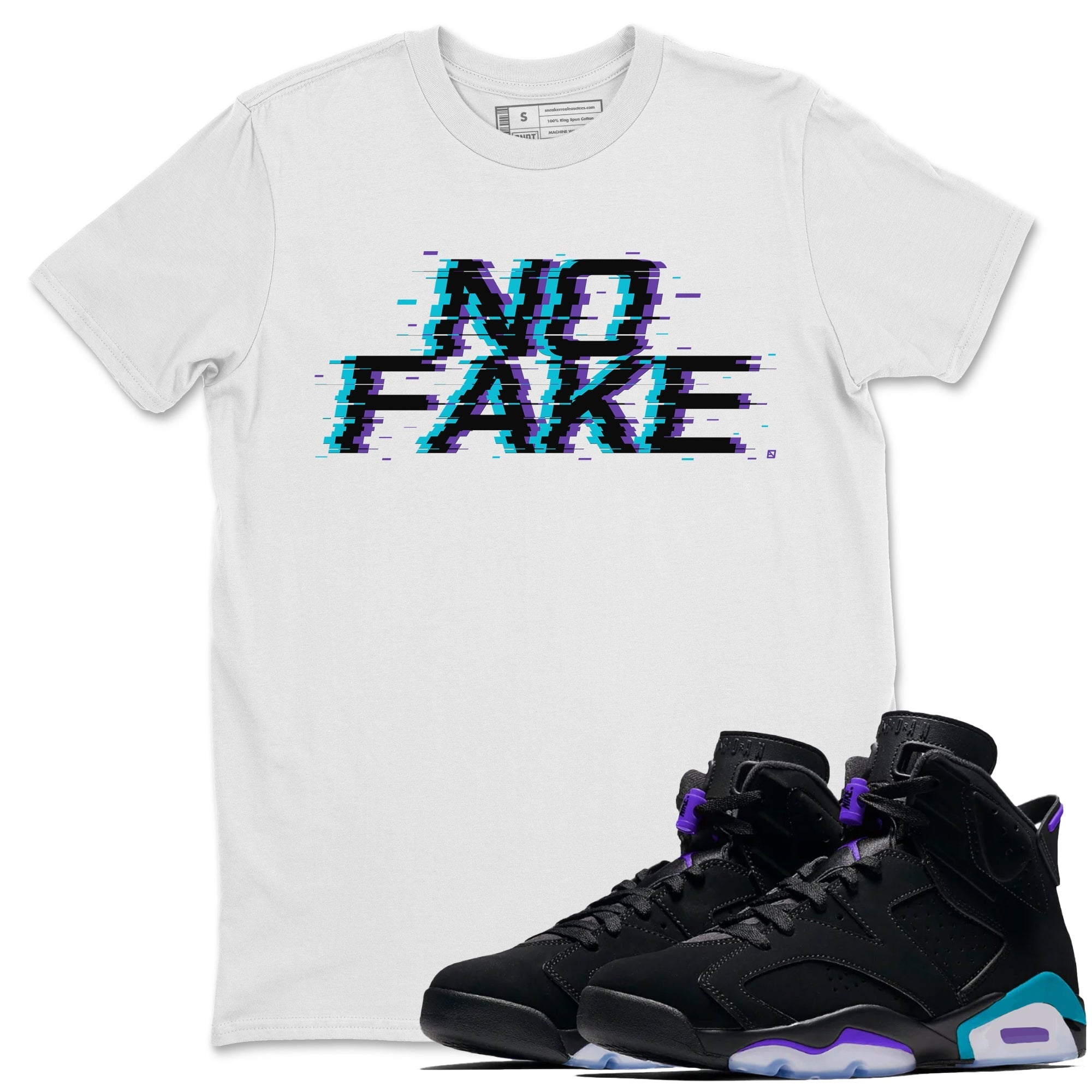 Jordan 6 Retro Aqua shirt to match jordans No Fake Glitch Streetwear Sneaker Shirt Air Jordan 6 Aqua Drip Gear Zone Sneaker Matching Clothing Unisex White 1 T-Shirt