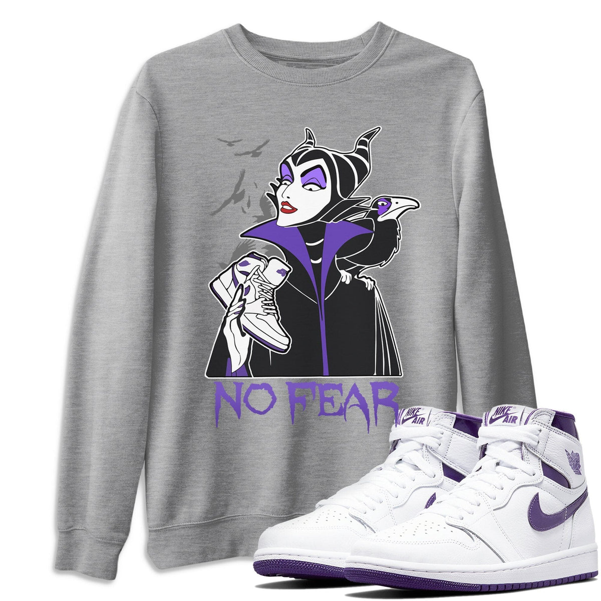Jordan 1 WMNS Court Purple Shirt To Match Jordans No Fear Sneaker Tees Jordan 1 WMNS Court Purple Drip Gear Zone Sneaker Matching Clothing Unisex Shirts