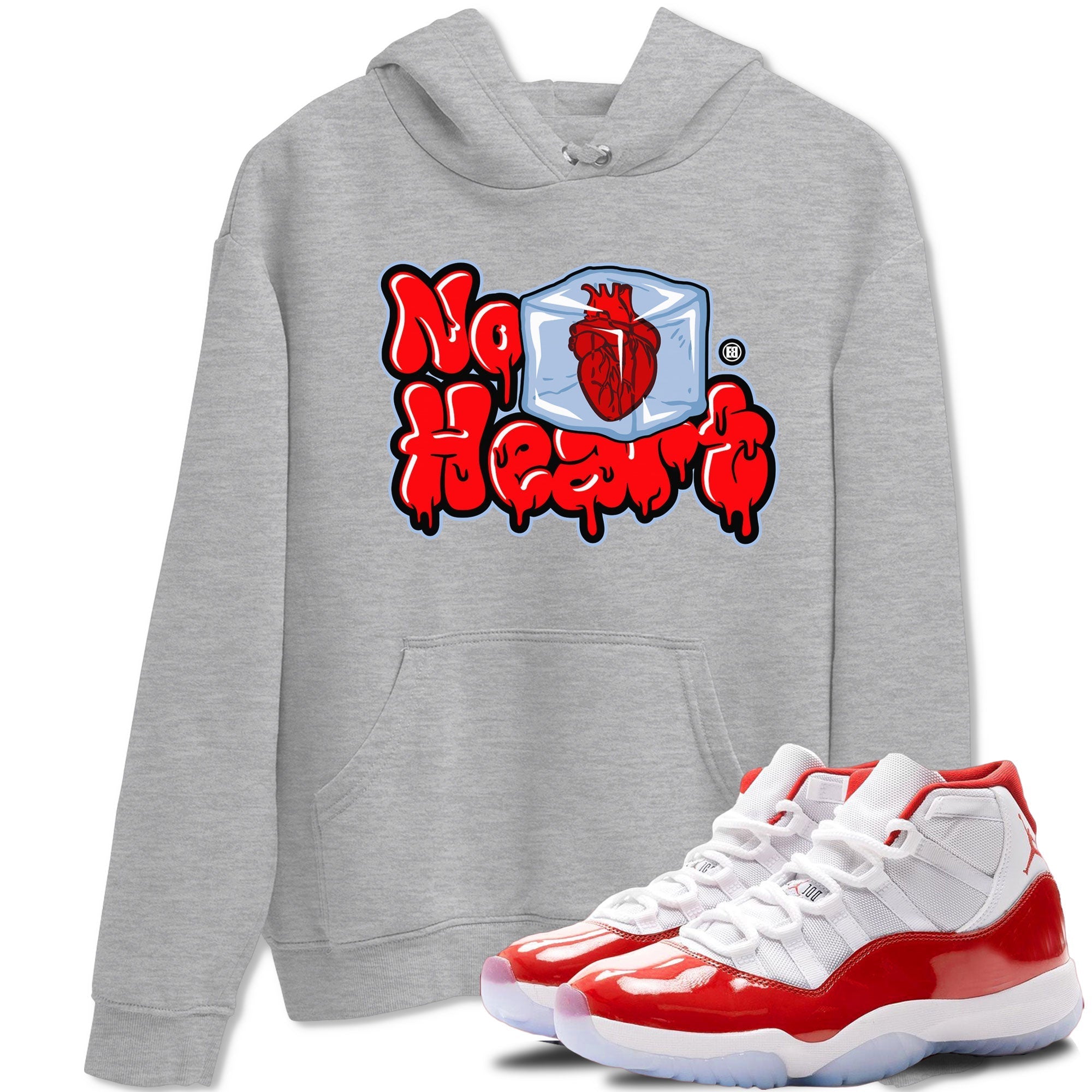 Air Jordan 11 Cherry shirt to match jordans No Hearts sneaker tees Air Jordan 11 Retro Cherry Drip Gear Zone Unisex Heather Grey 1 T-Shirt