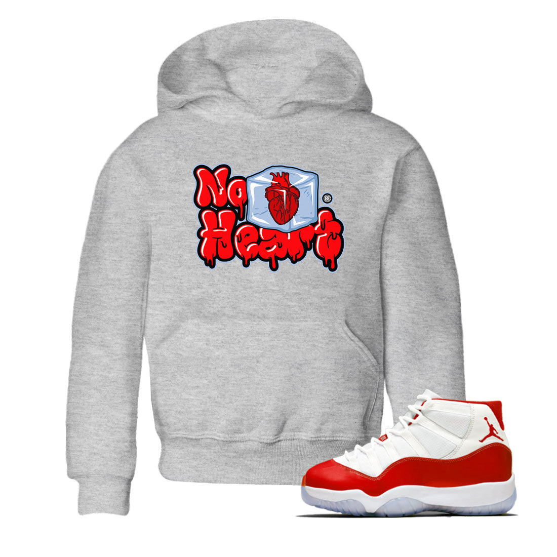 Air Jordan 11 Cherry shirt to match jordans No Hearts sneaker tees Air Jordan 11 Retro Cherry Drip Gear Zone Baby Toddler Heather Grey 1 T-Shirt