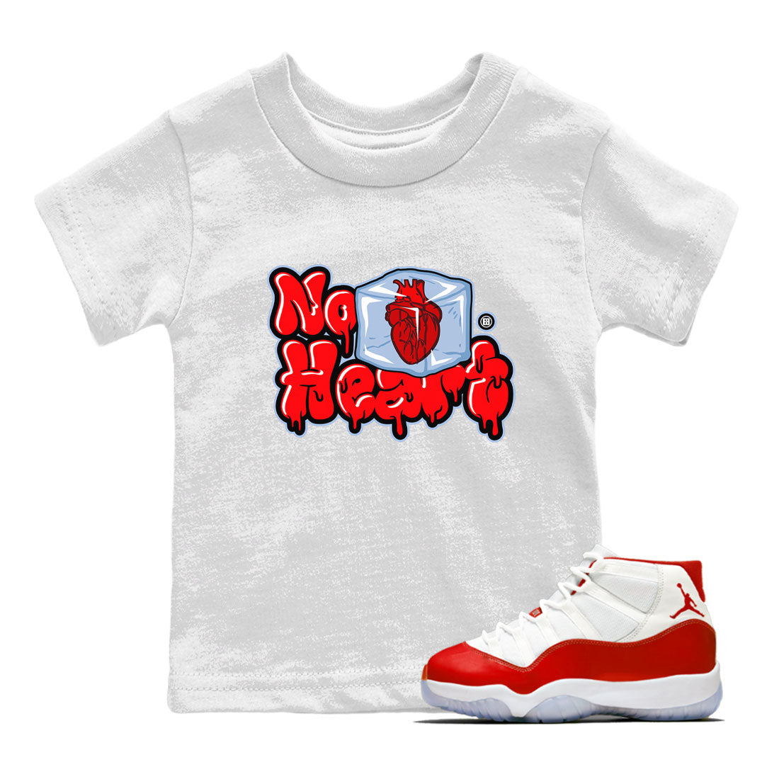 Air Jordan 11 Cherry shirt to match jordans No Hearts sneaker tees Air Jordan 11 Retro Cherry Drip Gear Zone Baby Toddler White 1 T-Shirt
