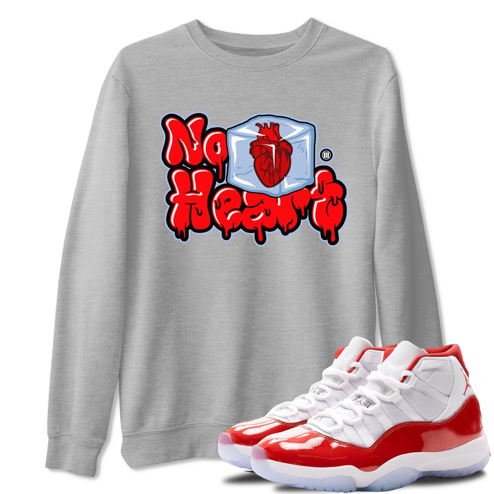 Air Jordan 11 Cherry shirt to match jordans No Hearts sneaker tees Air Jordan 11 Retro Cherry Drip Gear Zone Unisex Heather Grey 1 T-Shirt