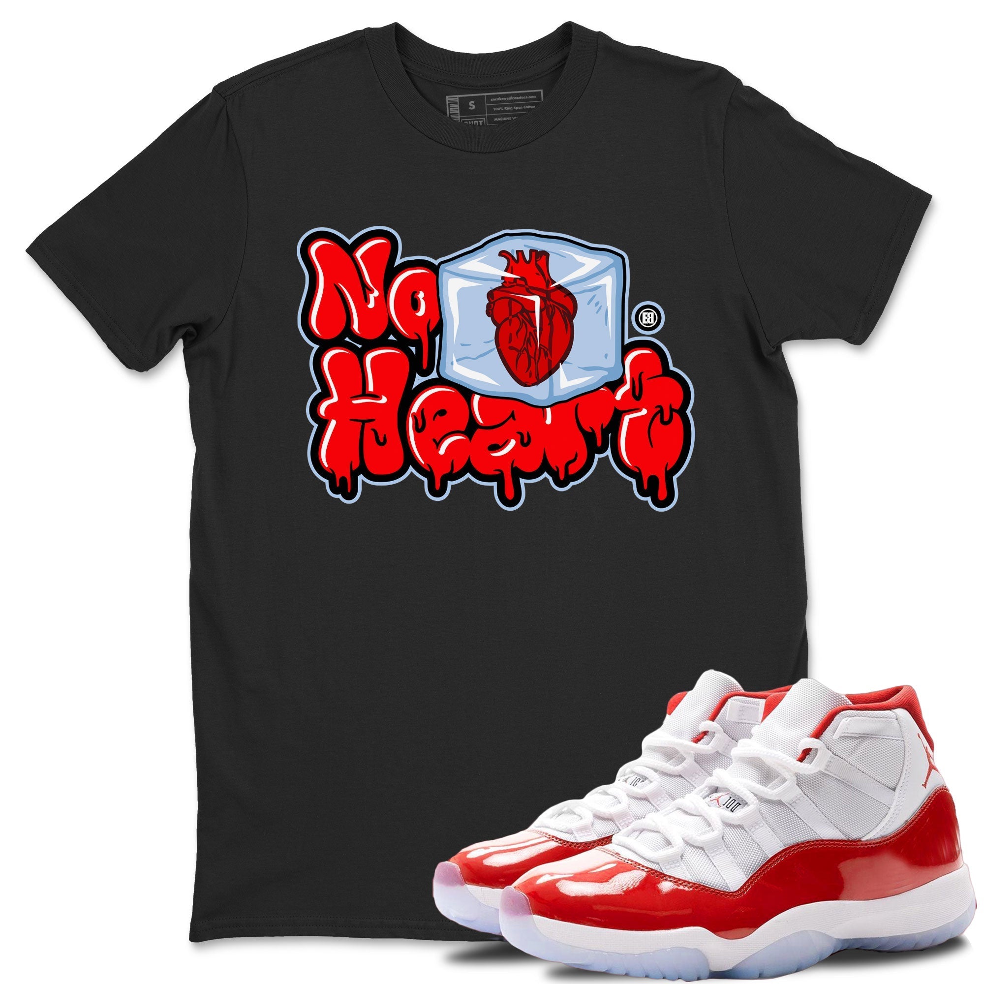 Air Jordan 11 Cherry shirt to match jordans No Hearts sneaker tees Air Jordan 11 Retro Cherry Drip Gear Zone Unisex Black 1 T-Shirt