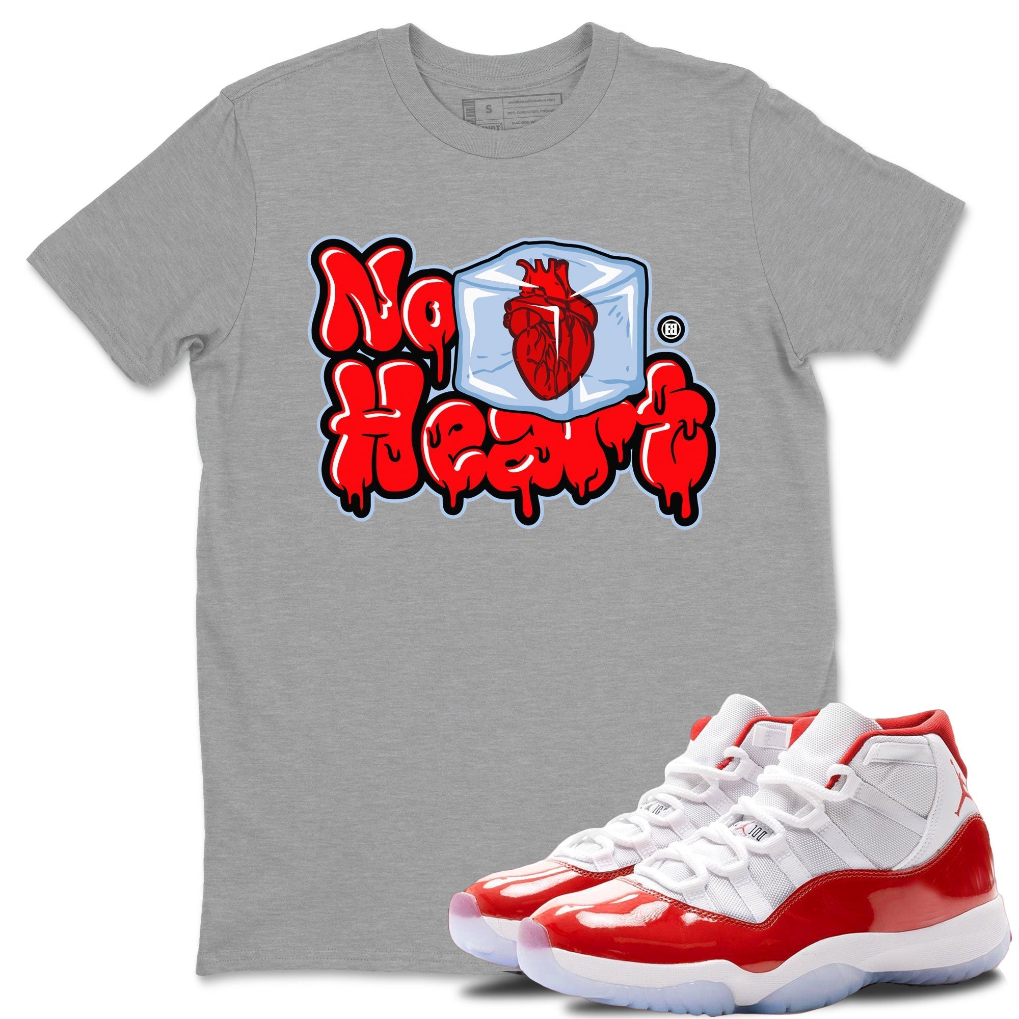 Air Jordan 11 Cherry shirt to match jordans No Hearts sneaker tees Air Jordan 11 Retro Cherry Drip Gear Zone Unisex Heather Grey 1 T-Shirt