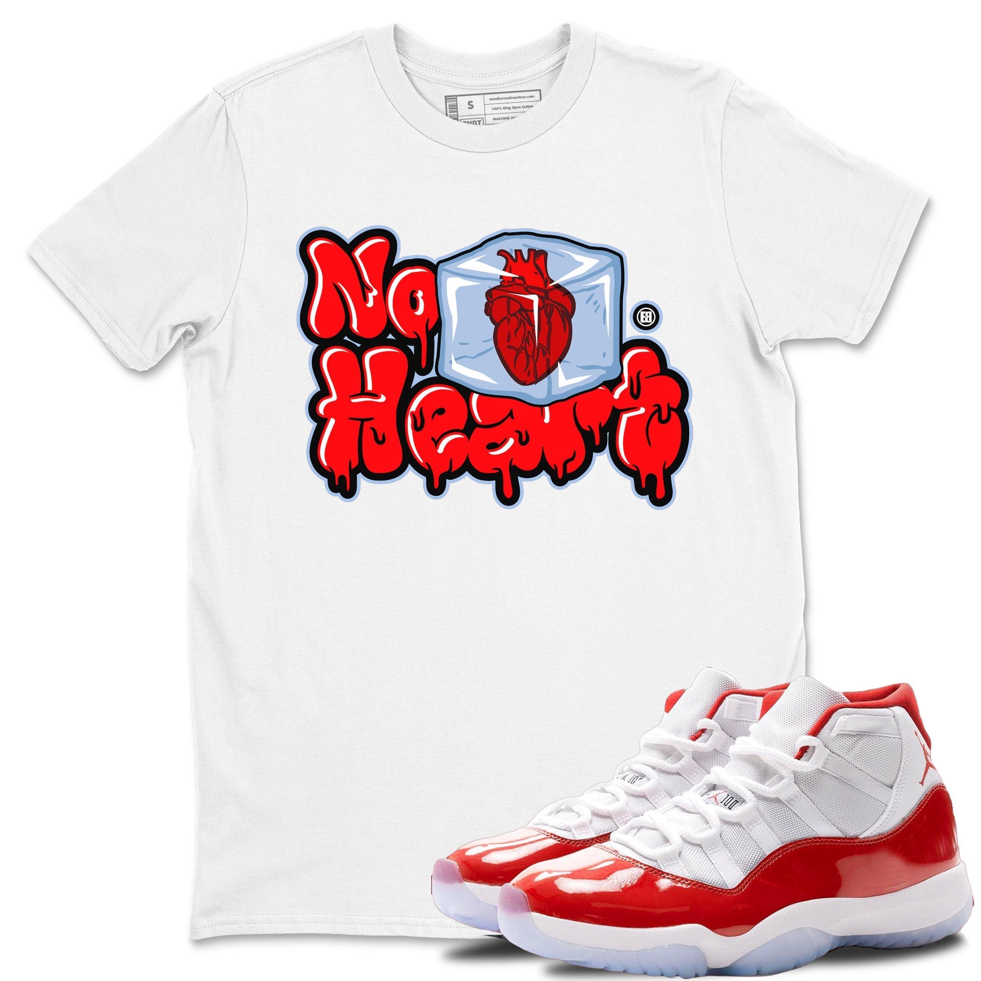 Air Jordan 11 Cherry shirt to match jordans No Hearts sneaker tees Air Jordan 11 Retro Cherry Drip Gear Zone Unisex White 1 T-Shirt