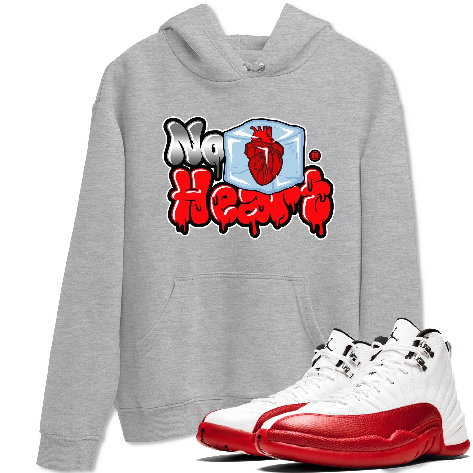 Air Jordan 12 Cherry shirt to match jordans No Hearts sneaker tees Air Jordan 12 Cherry Drip Gear Zone Unisex Heather Grey 1 T-Shirt