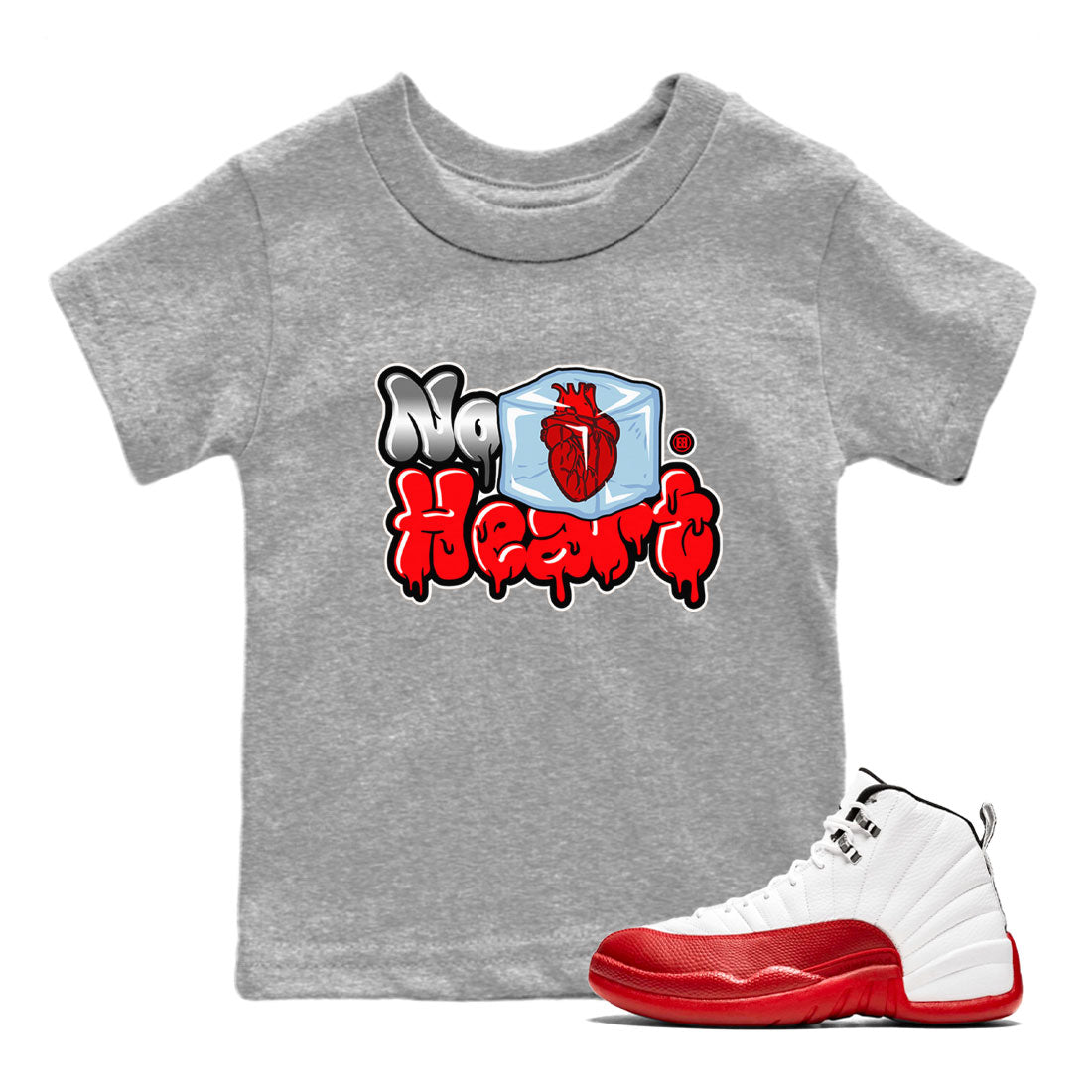 Air Jordan 12 Cherry shirt to match jordans No Hearts sneaker tees Air Jordan 12 Cherry Drip Gear Zone Baby Toddler Heather Grey 1 T-Shirt