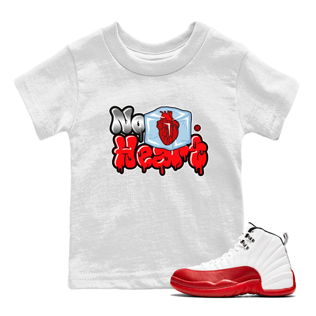 Air Jordan 12 Cherry shirt to match jordans No Hearts sneaker tees Air Jordan 12 Cherry Drip Gear Zone Baby Toddler White 1 T-Shirt