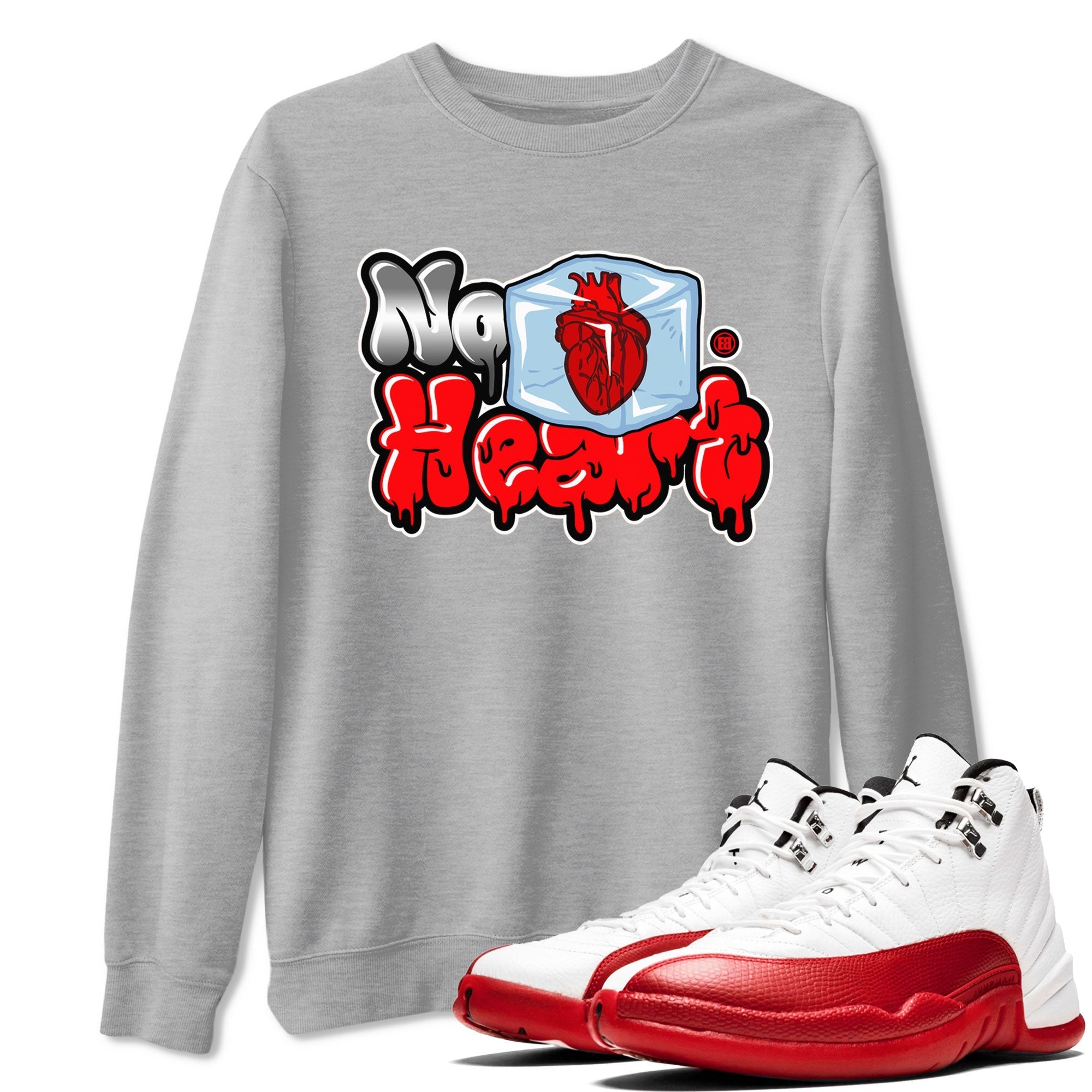 Air Jordan 12 Cherry shirt to match jordans No Hearts sneaker tees Air Jordan 12 Cherry Drip Gear Zone Unisex Heather Grey 1 T-Shirt