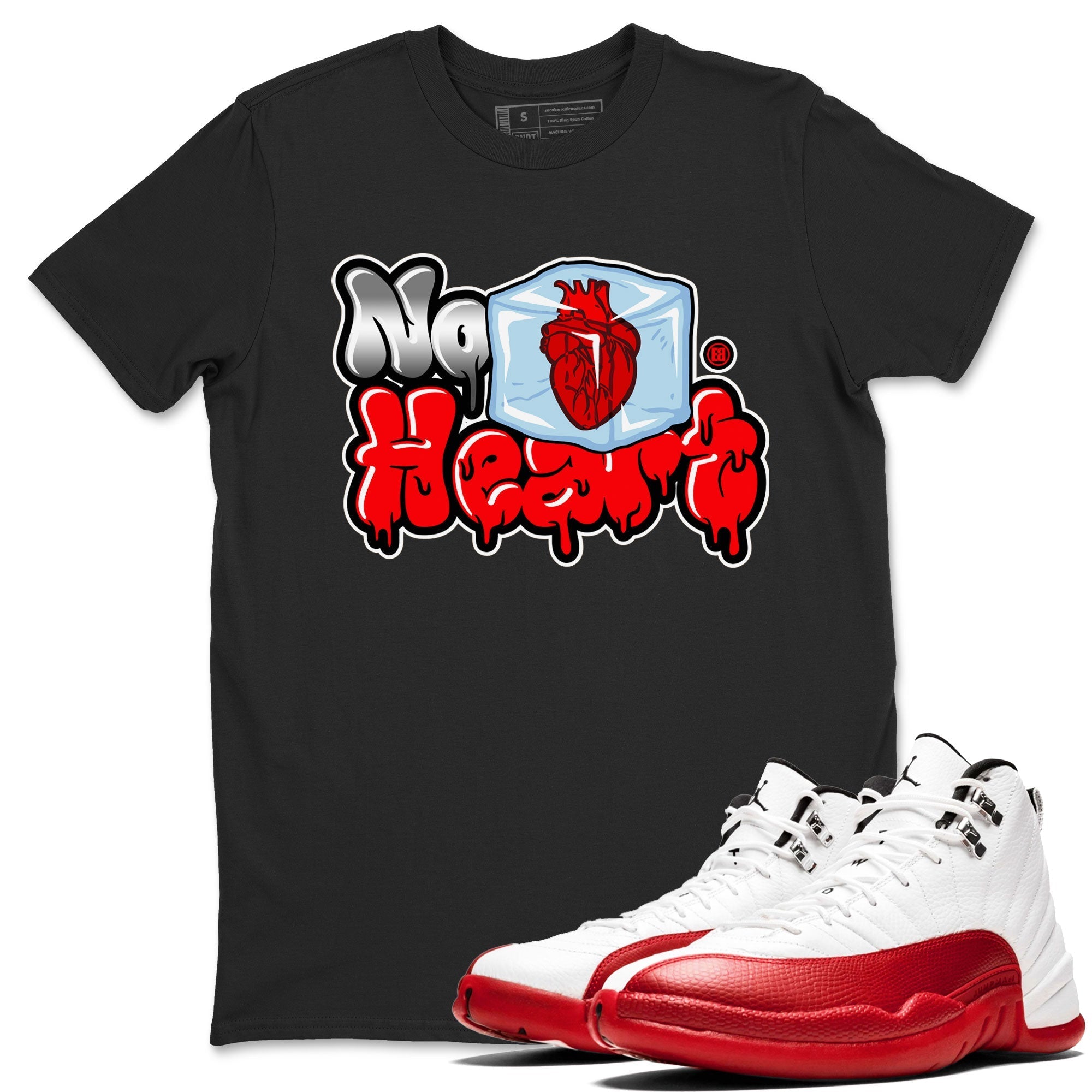 Air Jordan 12 Cherry shirt to match jordans No Hearts sneaker tees Air Jordan 12 Cherry Drip Gear Zone Unisex Black 1 T-Shirt