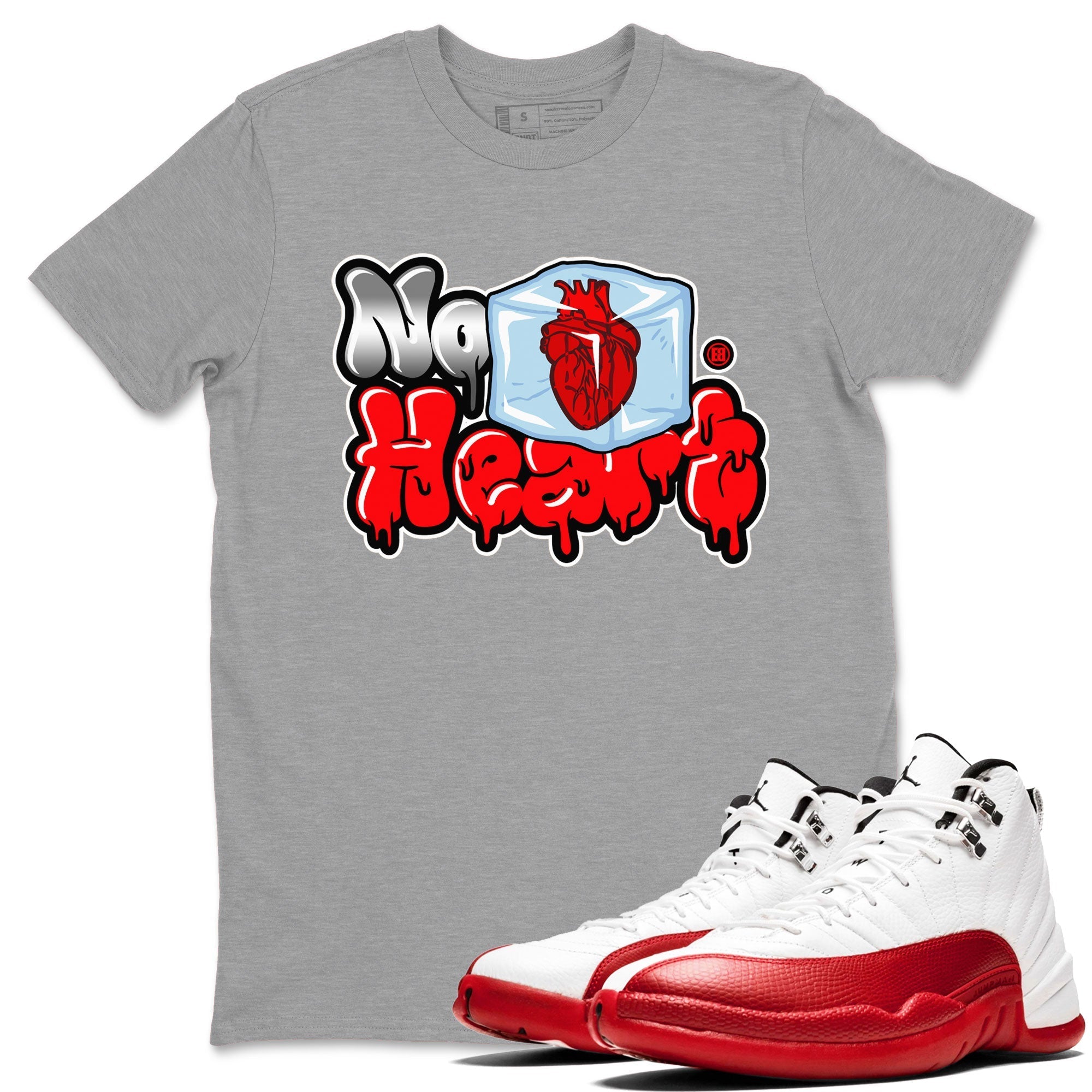 Air Jordan 12 Cherry shirt to match jordans No Hearts sneaker tees Air Jordan 12 Cherry Drip Gear Zone Unisex Heather Grey 1 T-Shirt
