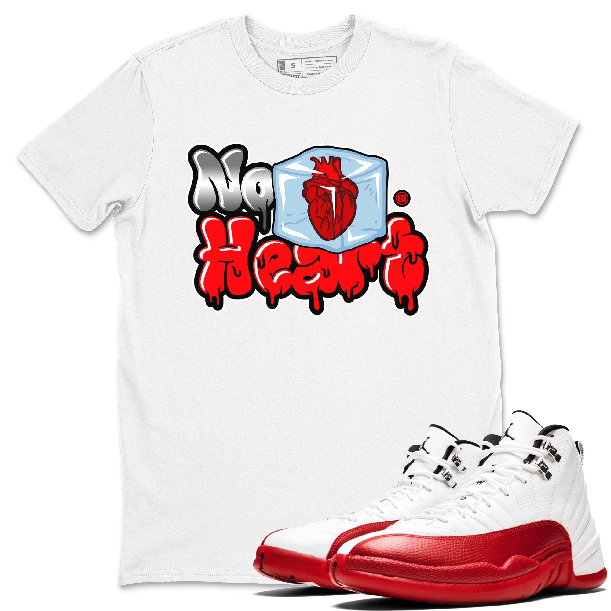 Air Jordan 12 Cherry shirt to match jordans No Hearts sneaker tees Air Jordan 12 Cherry Drip Gear Zone Unisex White 1 T-Shirt
