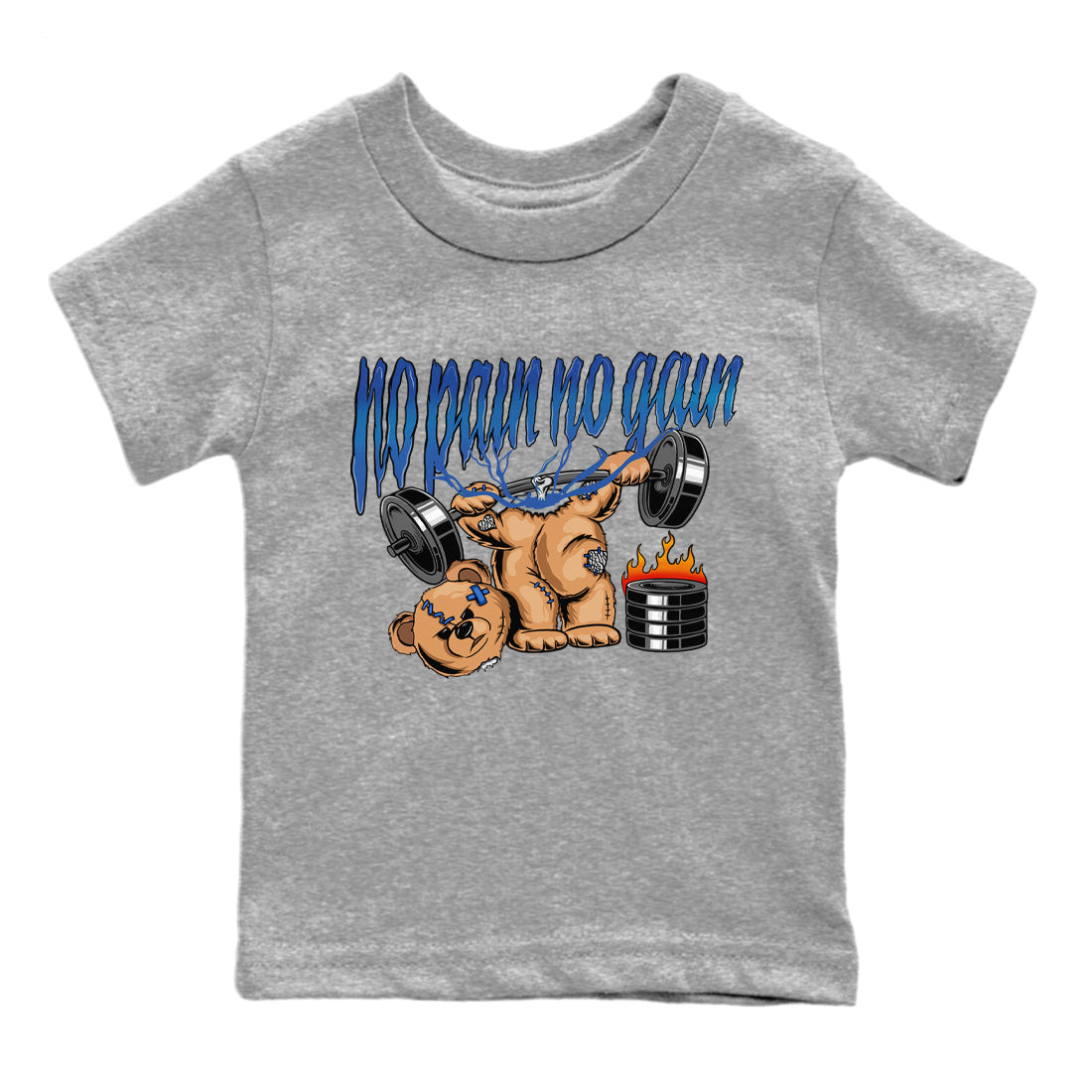 Air Jordan 3 Wizards Sneaker Match Tees No Pain No Gain Streetwear Sneaker Shirt Air Jordan 3 Retro Wizards Sneaker Release Tees Kids Shirts Heather Grey 2