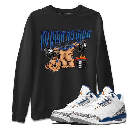 Air Jordan 3 Wizards No Pain No Gain Crew Neck Streetwear Sneaker Shirt Air Jordan 3 Retro Wizards Sneaker T-Shirts Washing and Care Tip