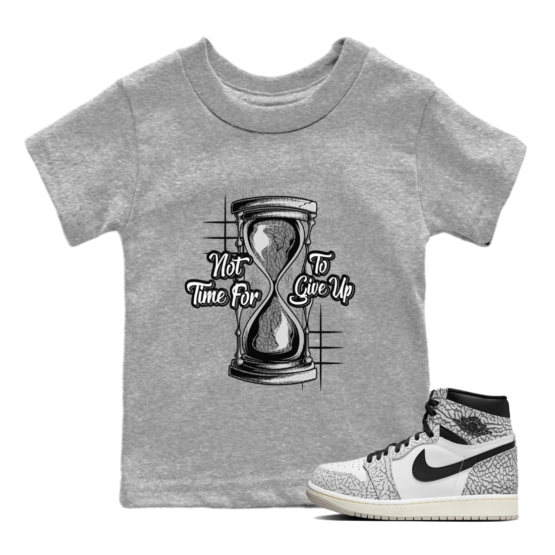 Air Jordan 1 White Cement Not Time For To Give Up Baby and Kids Sneaker Tees Air Jordan 1 White Cement Kids Sneaker Tees Size Chart