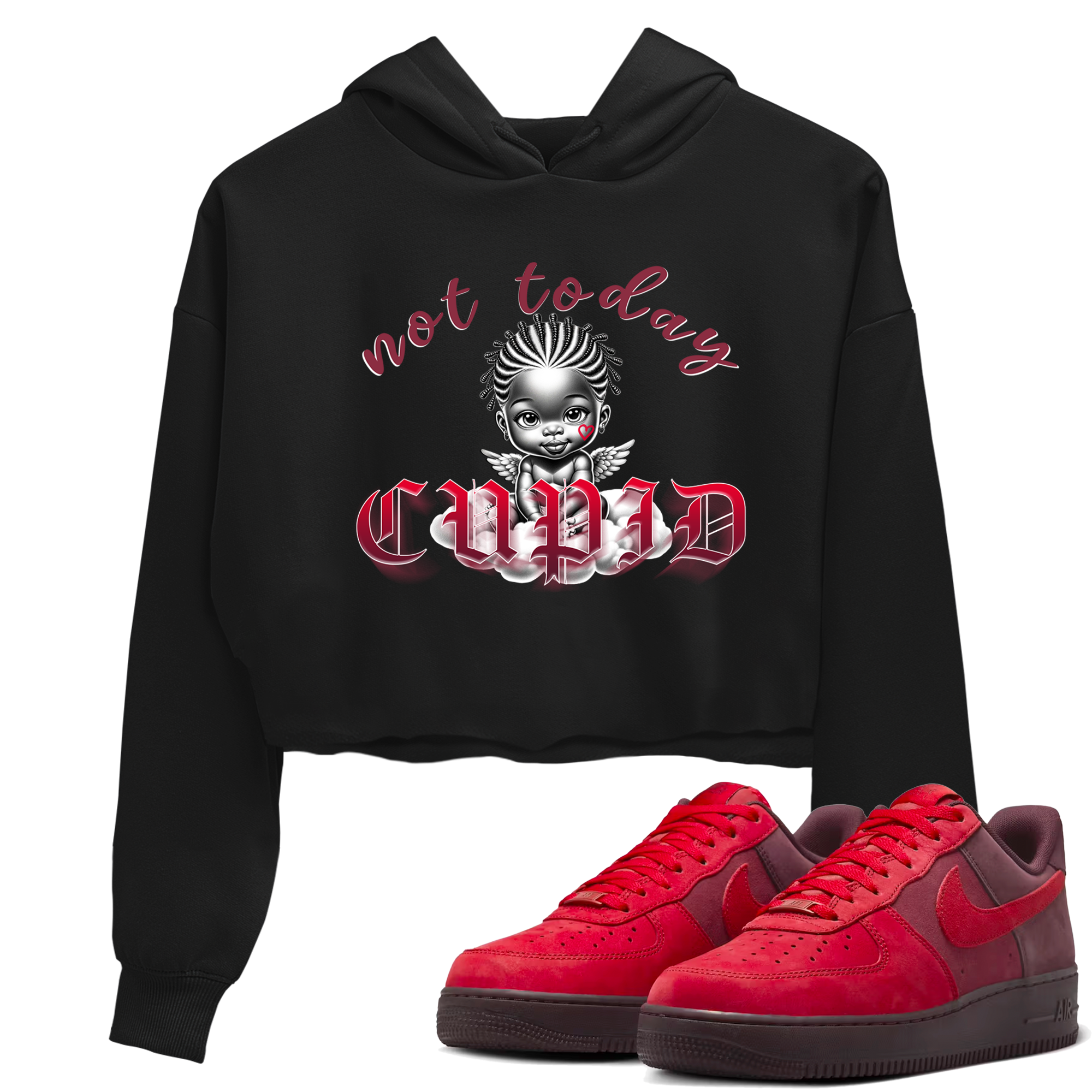 AF1 Layers Of Love shirt Valentine's Day Shirt to match jordans Not Today Cupid sneaker tees Air Force 1 Layers Of Love Drip Gear Zone Black 1 crop length shirt
