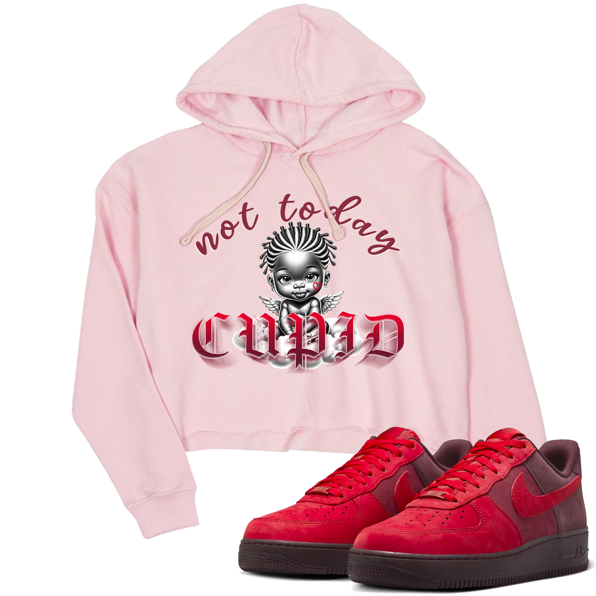 AF1 Layers Of Love shirt Valentine's Day Shirt to match jordans Not Today Cupid sneaker tees Air Force 1 Layers Of Love Drip Gear Zone Pink 1 crop length shirt