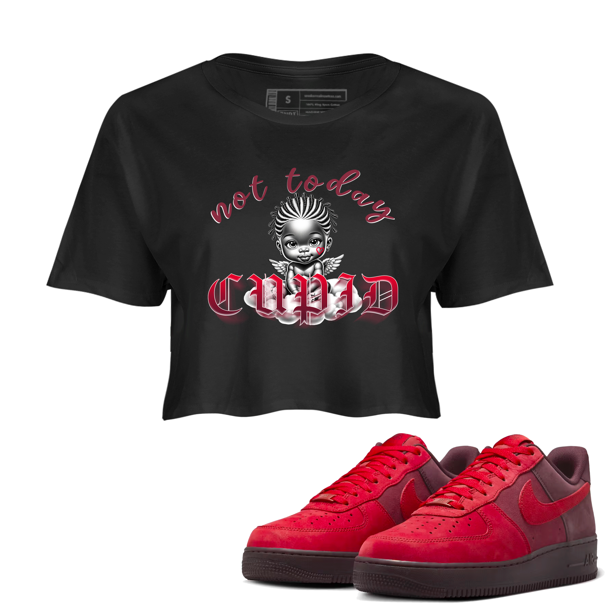 AF1 Layers Of Love shirt Valentine's Day Shirt to match jordans Not Today Cupid sneaker tees Air Force 1 Layers Of Love Drip Gear Zone Black 1 crop length shirt