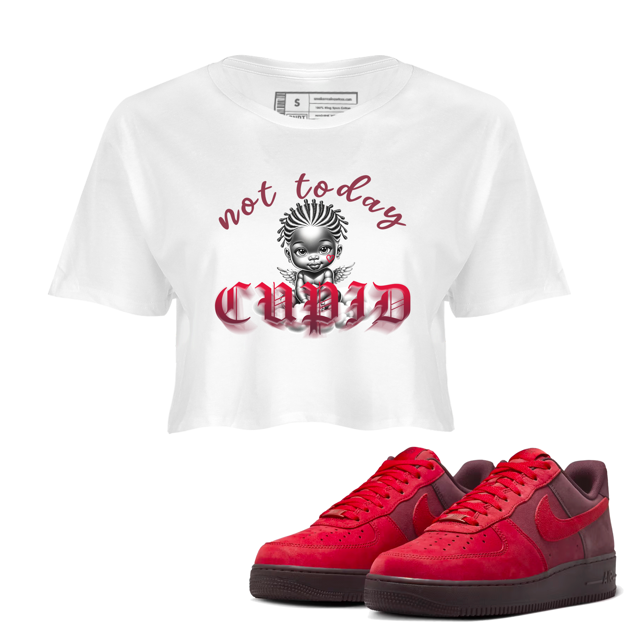AF1 Layers Of Love shirt Valentine's Day Shirt to match jordans Not Today Cupid sneaker tees Air Force 1 Layers Of Love Drip Gear Zone White 1 crop length shirt