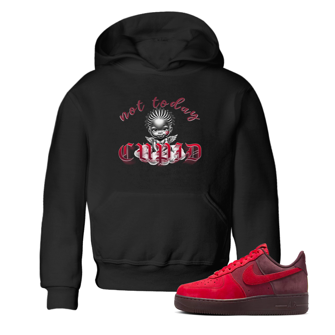 AF1 Layers Of Love shirt Valentine's Day Shirt to match jordans Not Today Cupid sneaker tees Air Force 1 Layers Of Love Drip Gear Zone baby toddler Black 1 cotton Shirt