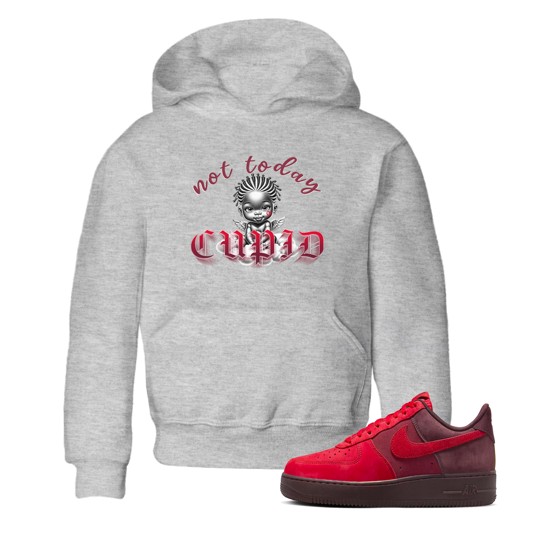 AF1 Layers Of Love shirt Valentine's Day Shirt to match jordans Not Today Cupid sneaker tees Air Force 1 Layers Of Love Drip Gear Zone baby toddler Heather Grey 1 cotton Shirt
