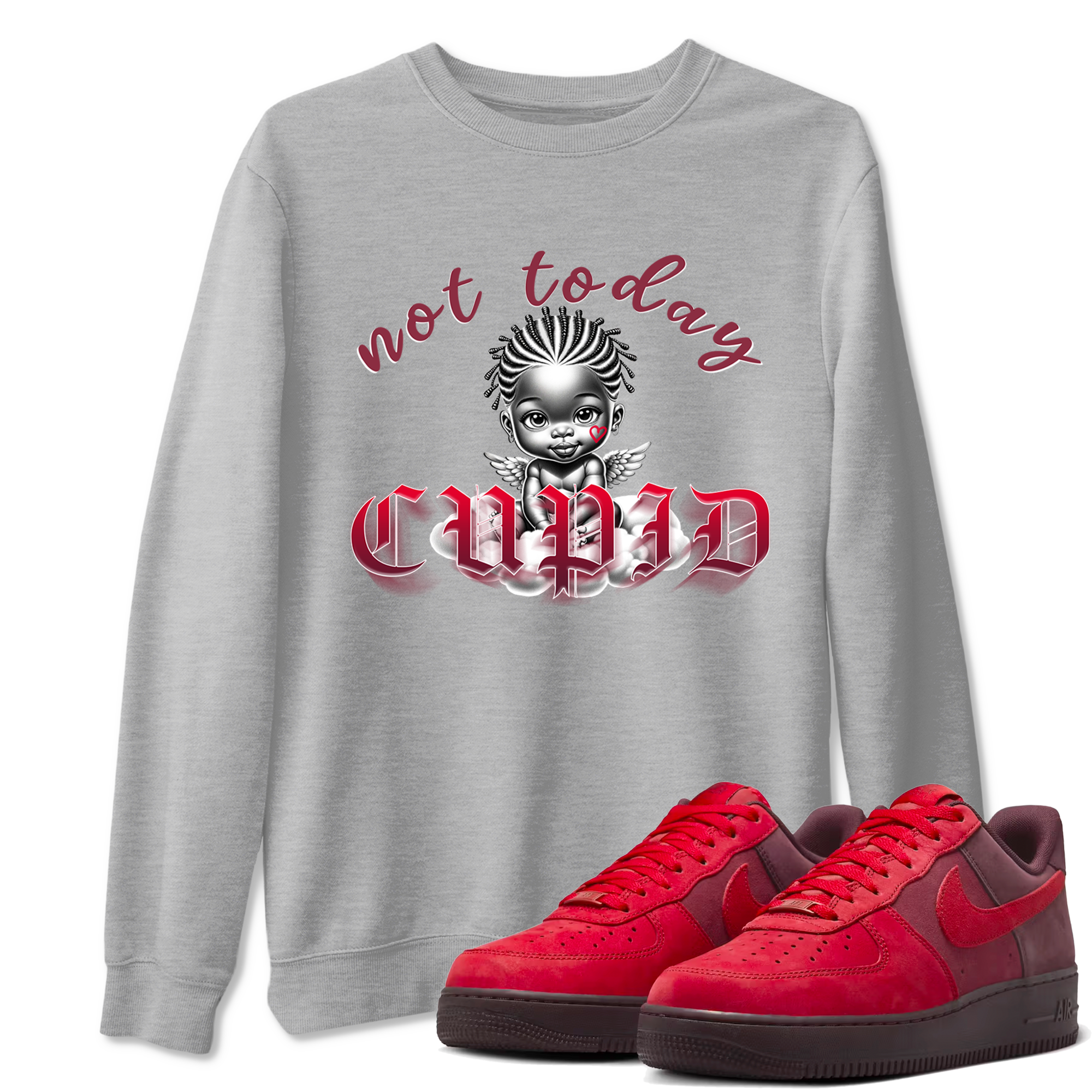 AF1 Layers Of Love shirt Valentine's Day Shirt to match jordans Not Today Cupid sneaker tees Air Force 1 Layers Of Love Drip Gear Zone unisex cotton Heather Grey 1 crew neck shirt