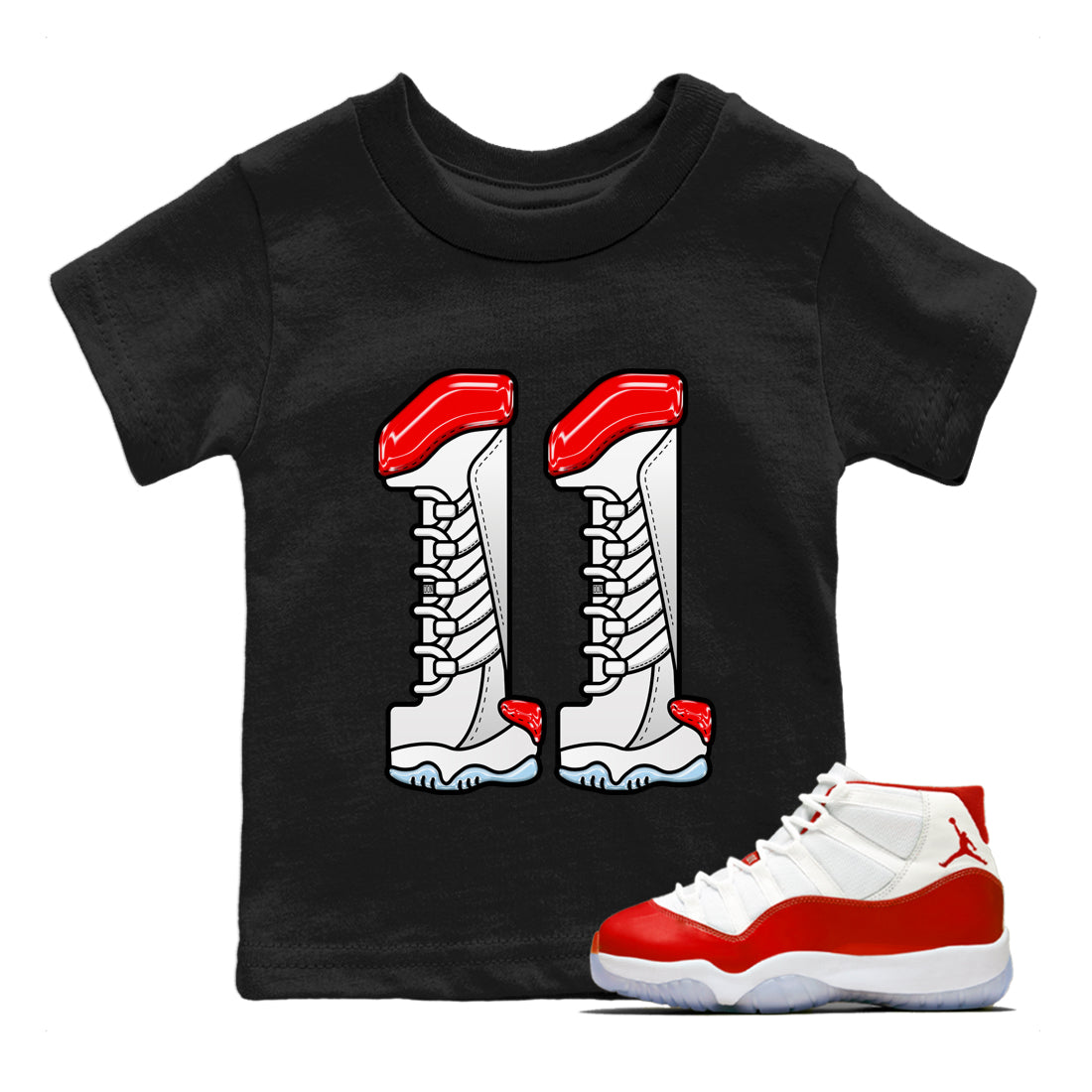 Air Jordan 11 cherry Sneaker Match Tees Number 11 Sneaker Tees Air Jordan 11 cherry Jordan to match sneaker T-Shirt Kids Shirts
