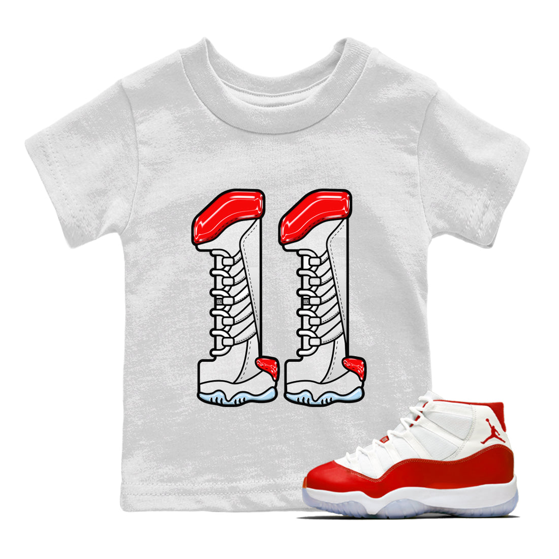 Air Jordan 11 cherry Sneaker Match Tees Number 11 Sneaker Tees Air Jordan 11 cherry Jordan to match sneaker T-Shirt Kids Shirts