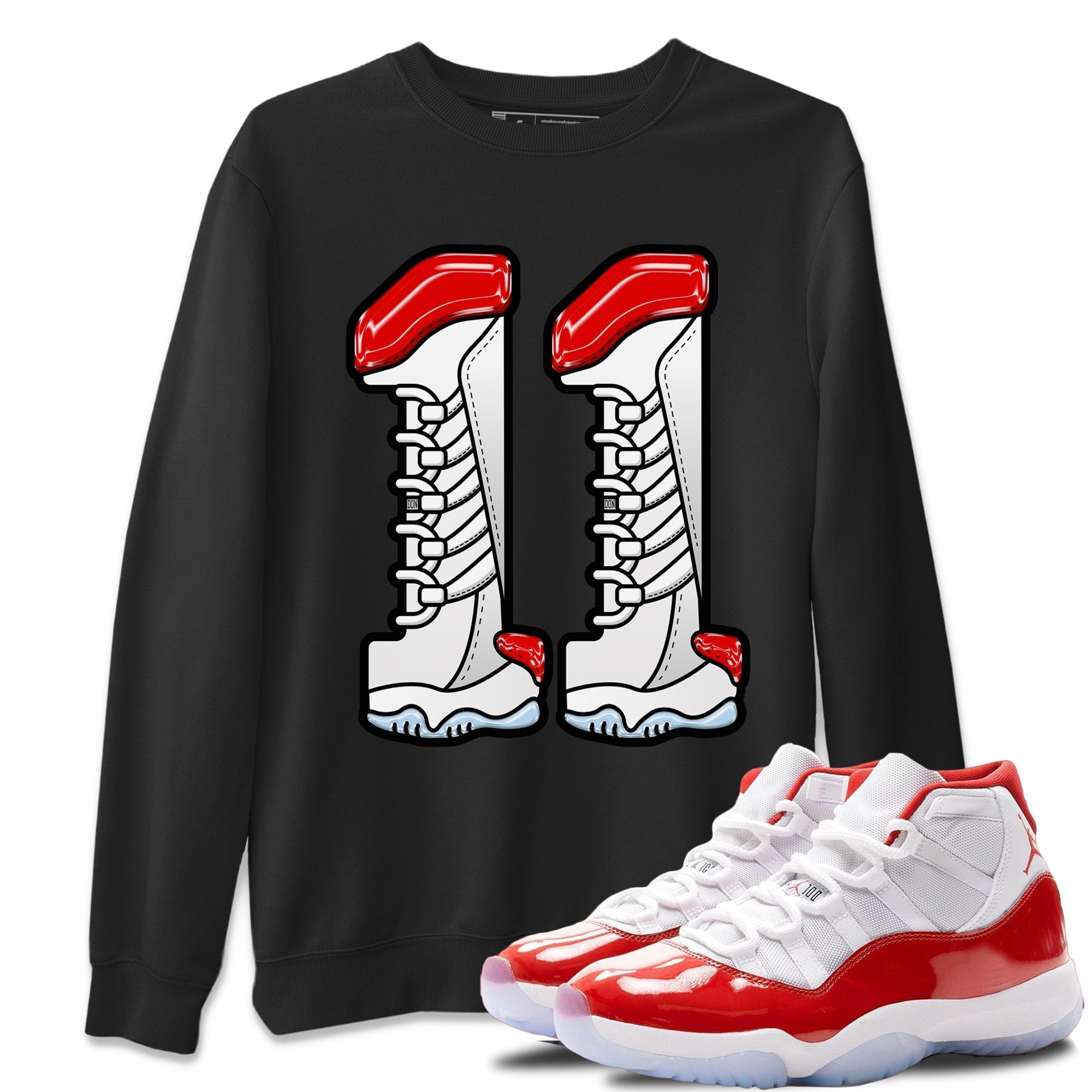 Air Jordan 11 cherry Sneaker Match Tees Number 11 Sneaker Tees Air Jordan 11 cherry Jordan to match sneaker T-Shirt Crew Neck Shirts