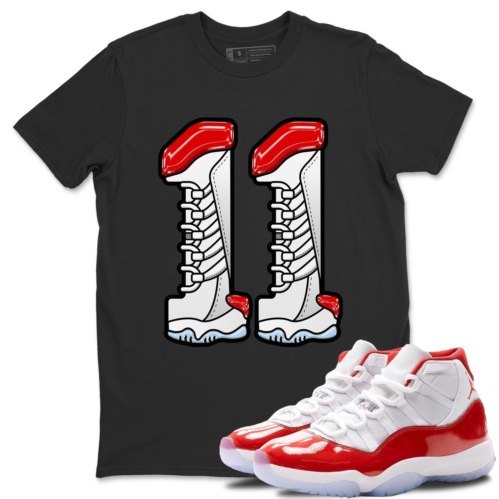 Air Jordan 11 cherry Sneaker Match Tees Number 11 Sneaker Tees Air Jordan 11 cherry Jordan to match sneaker T-Shirt Crew Neck Shirts