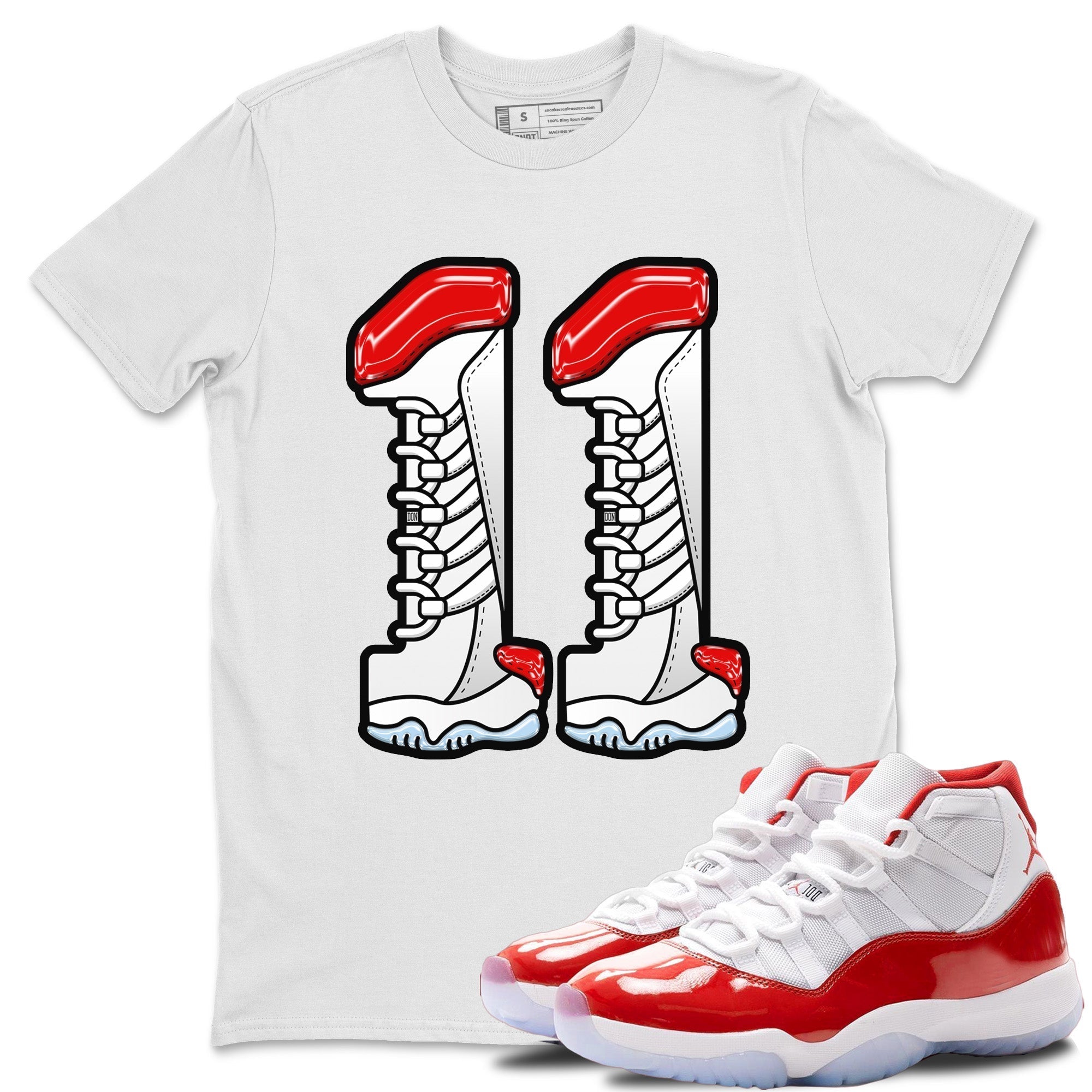 Air Jordan 11 cherry Sneaker Match Tees Number 11 Sneaker Tees Air Jordan 11 cherry Jordan to match sneaker T-Shirt Crew Neck Shirts