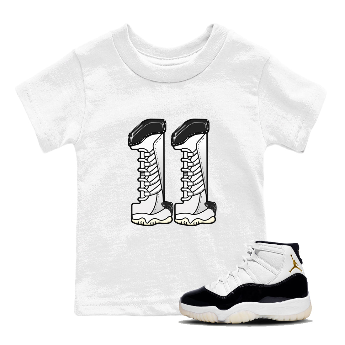 11s Gratitude shirt to match jordans Number 11 sneaker tees Air Jordan 11 Gratitude Drip Gear Zone Baby Toddler White 1 T-Shirt