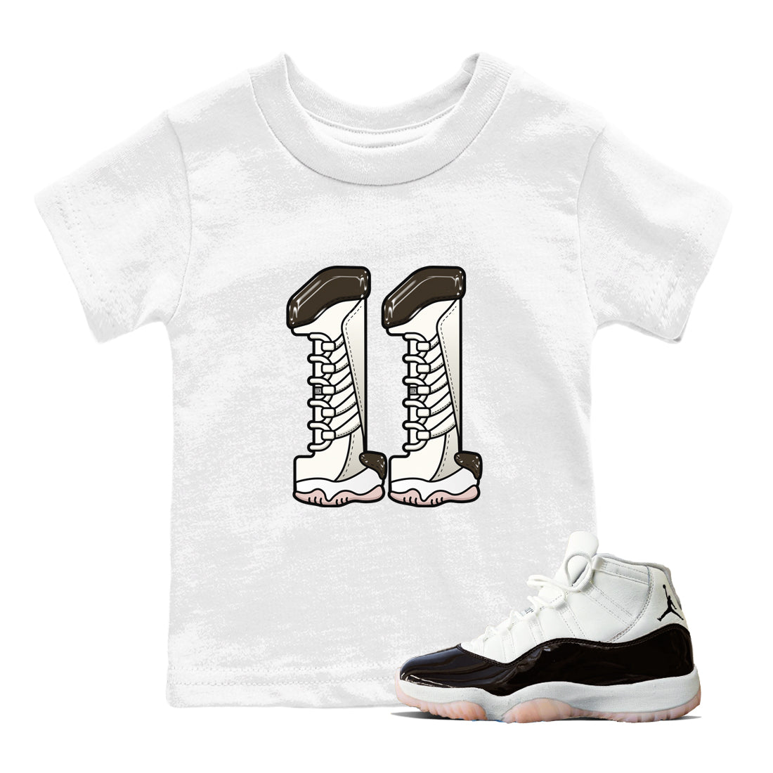 11s Neapolitan shirt to match jordans Number 11 sneaker matching t-shirts and clothing Air Jordan 11 Neapolitan Drip Gear Zone Youth Kids Toddler White 1 T-Shirt
